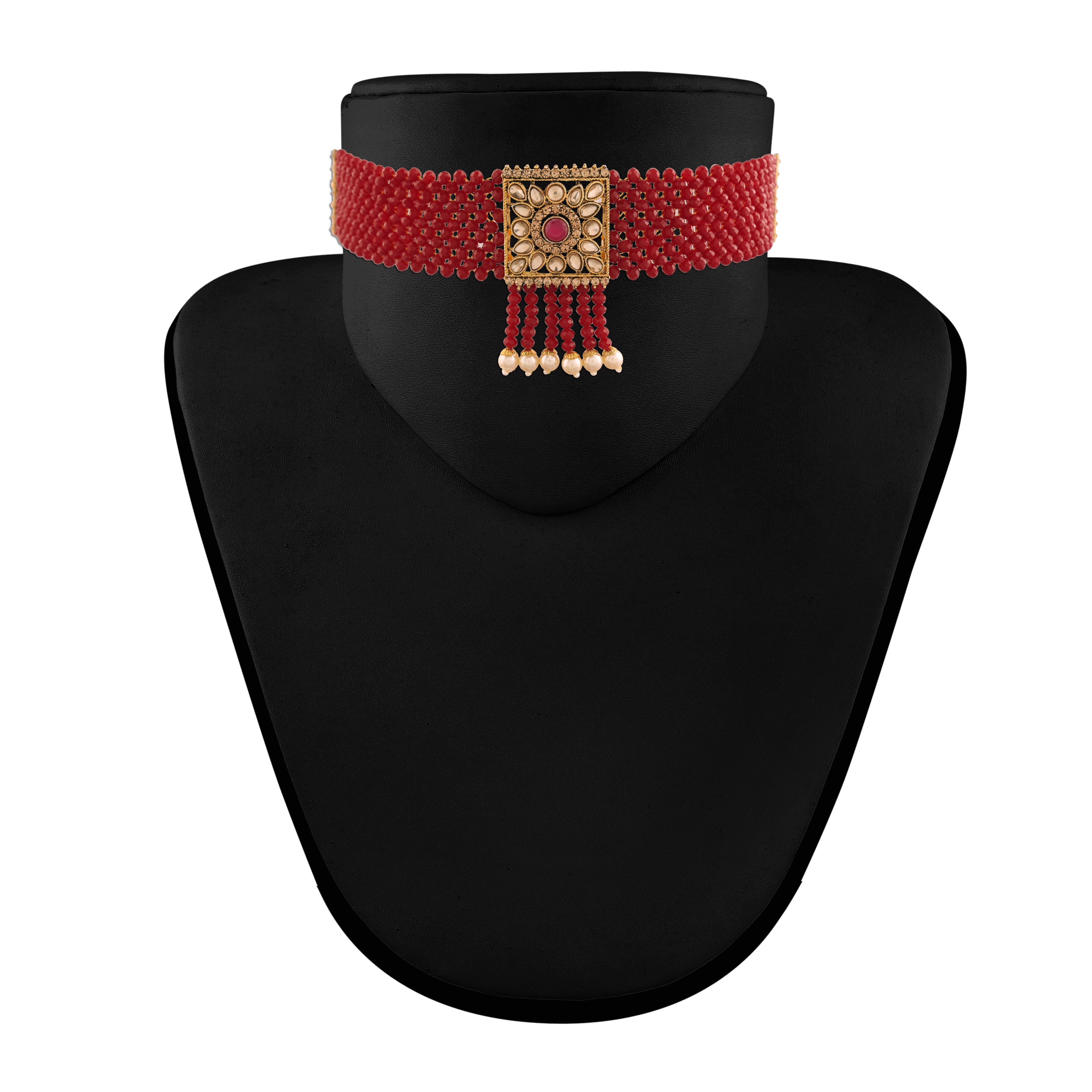 Hemika Maroon Necklace Set