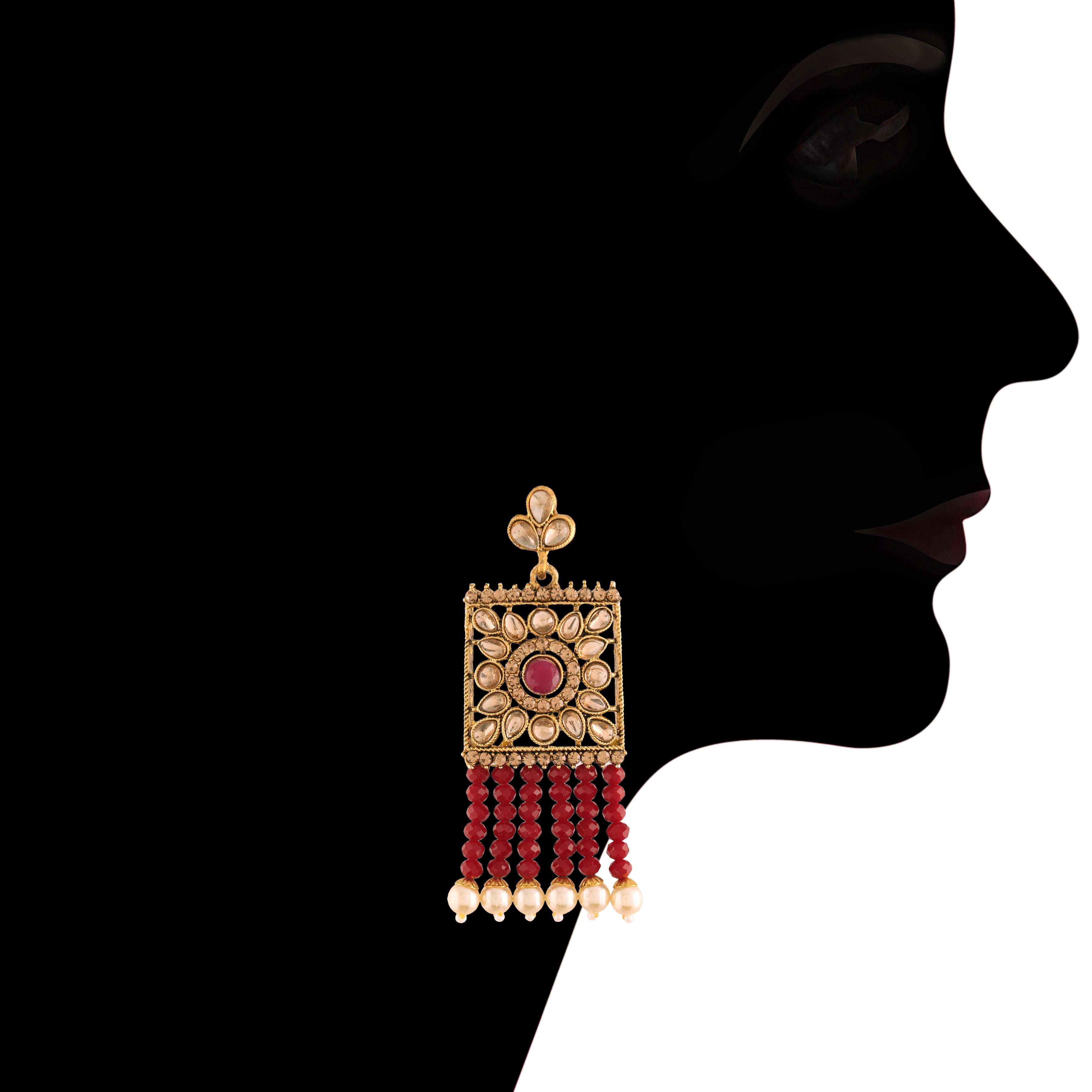 Hemika Maroon Necklace Set