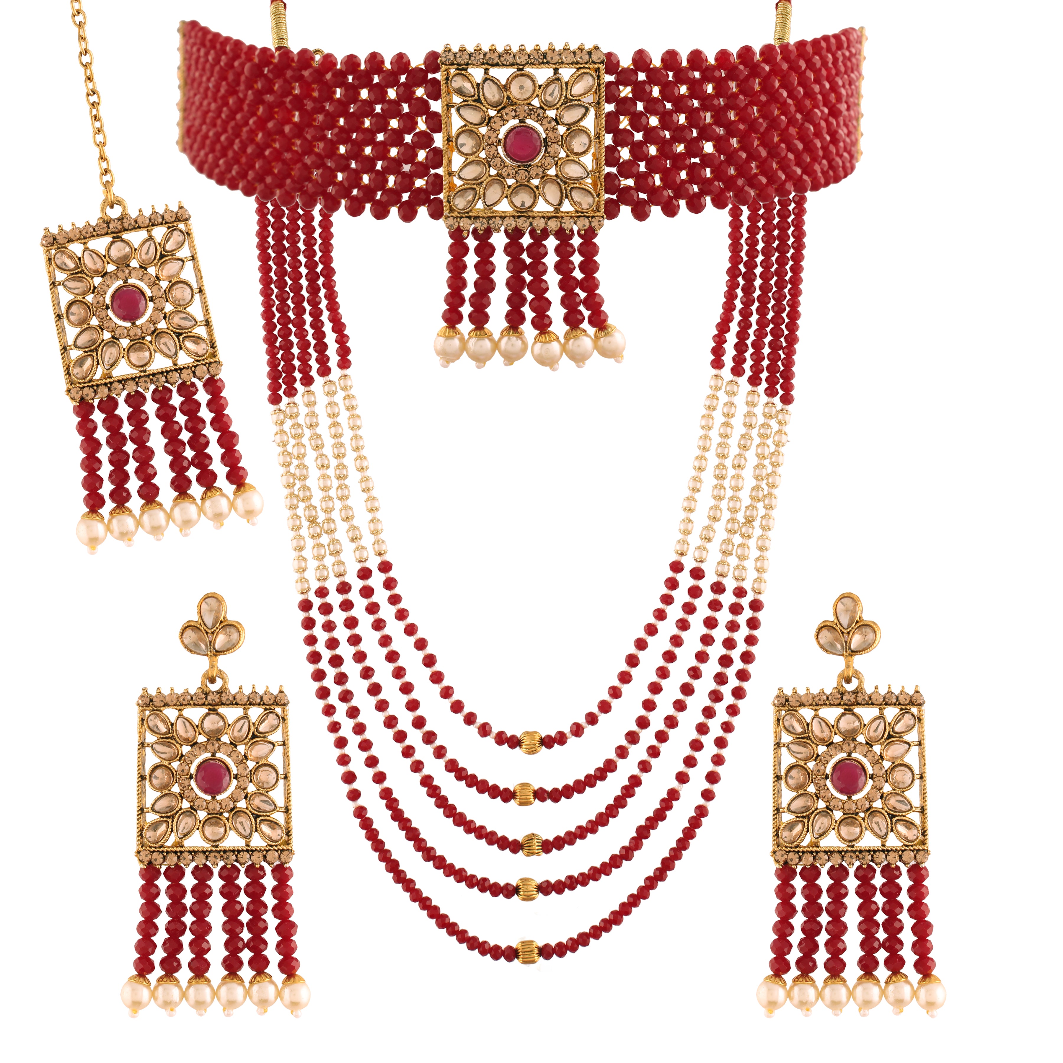 kundan , pearls ,stones jewellery set