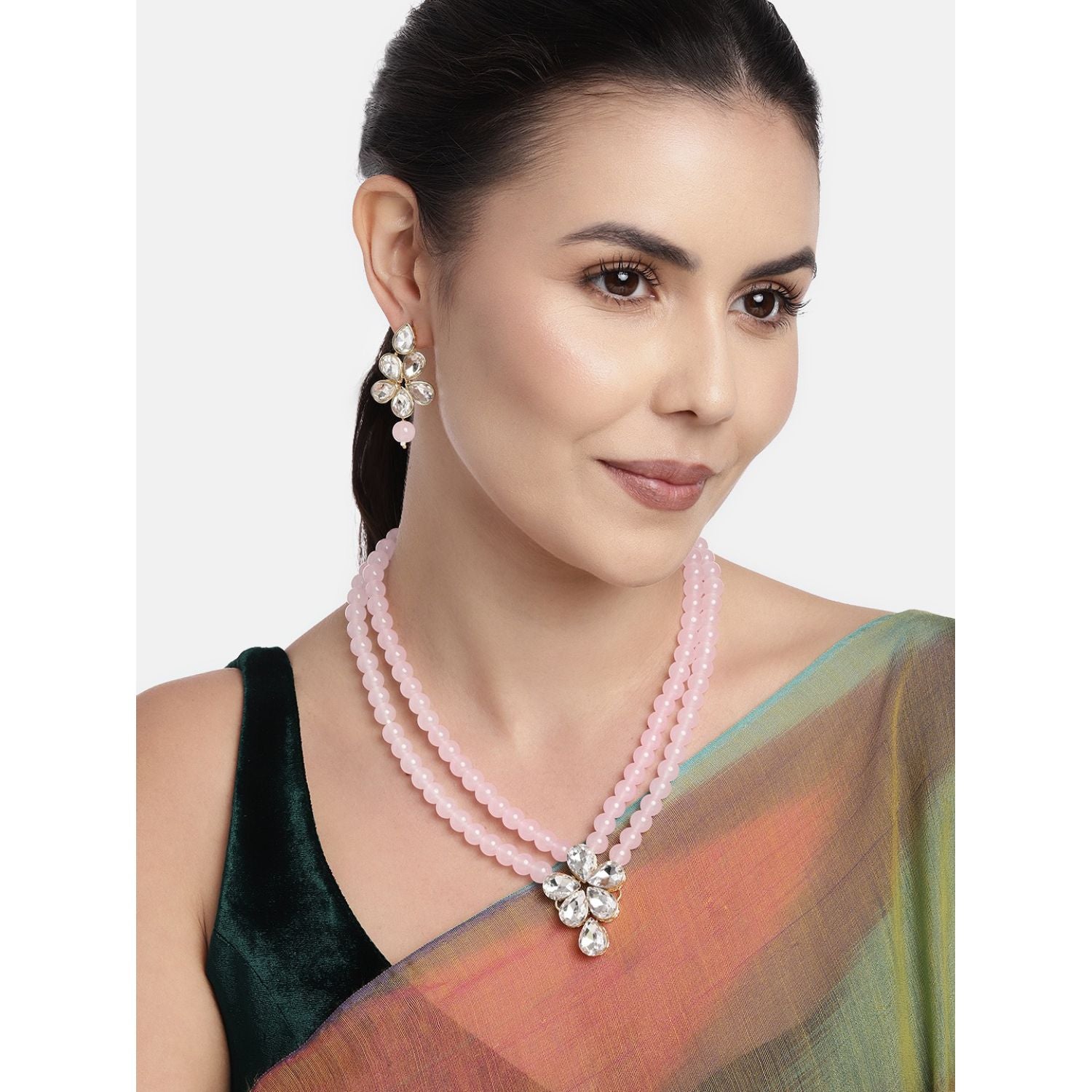 Agnetha pink necklace set