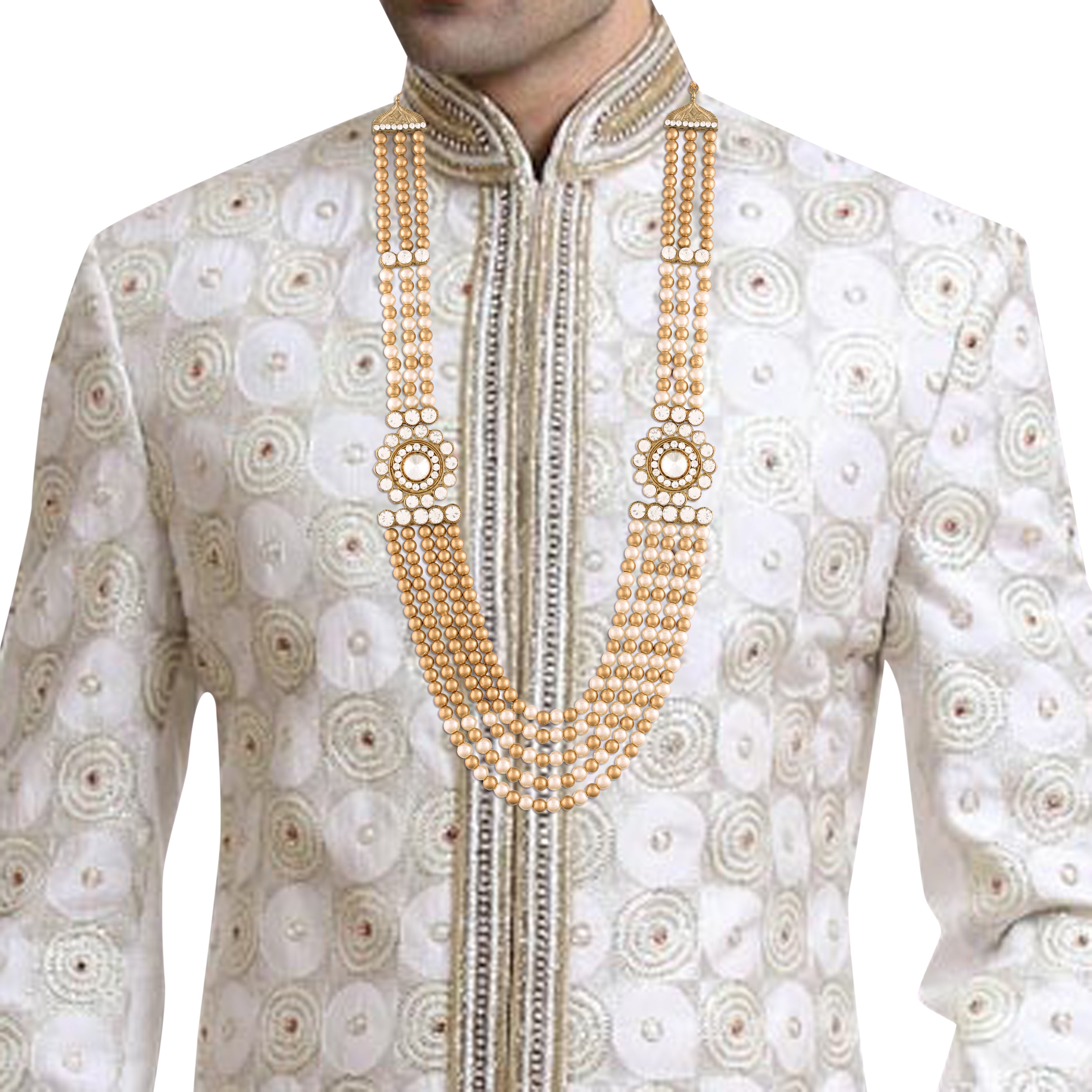 gold plated , moti mala, stones , Dulha Necklace