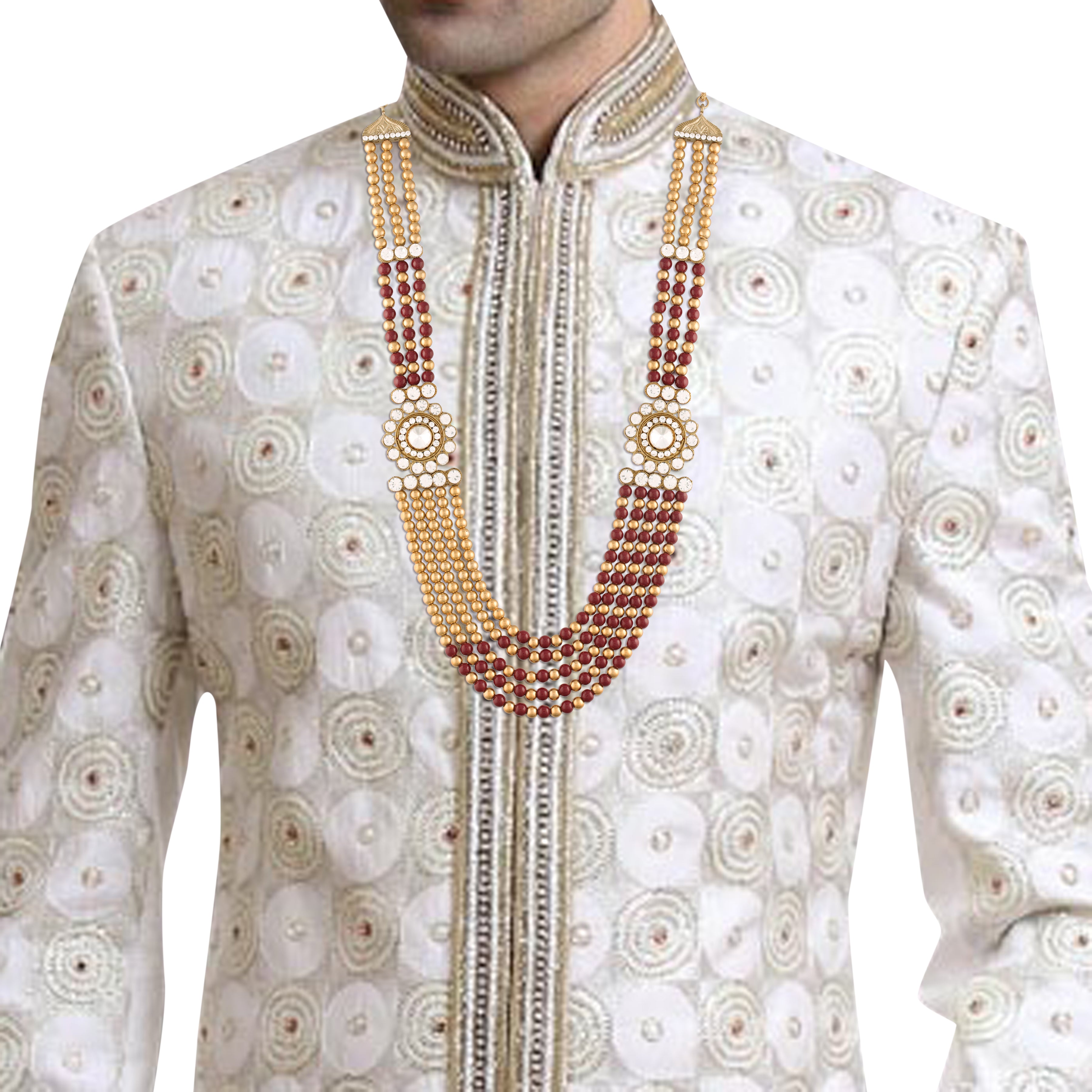 gold plated , moti mala, stones , Dulha Necklace