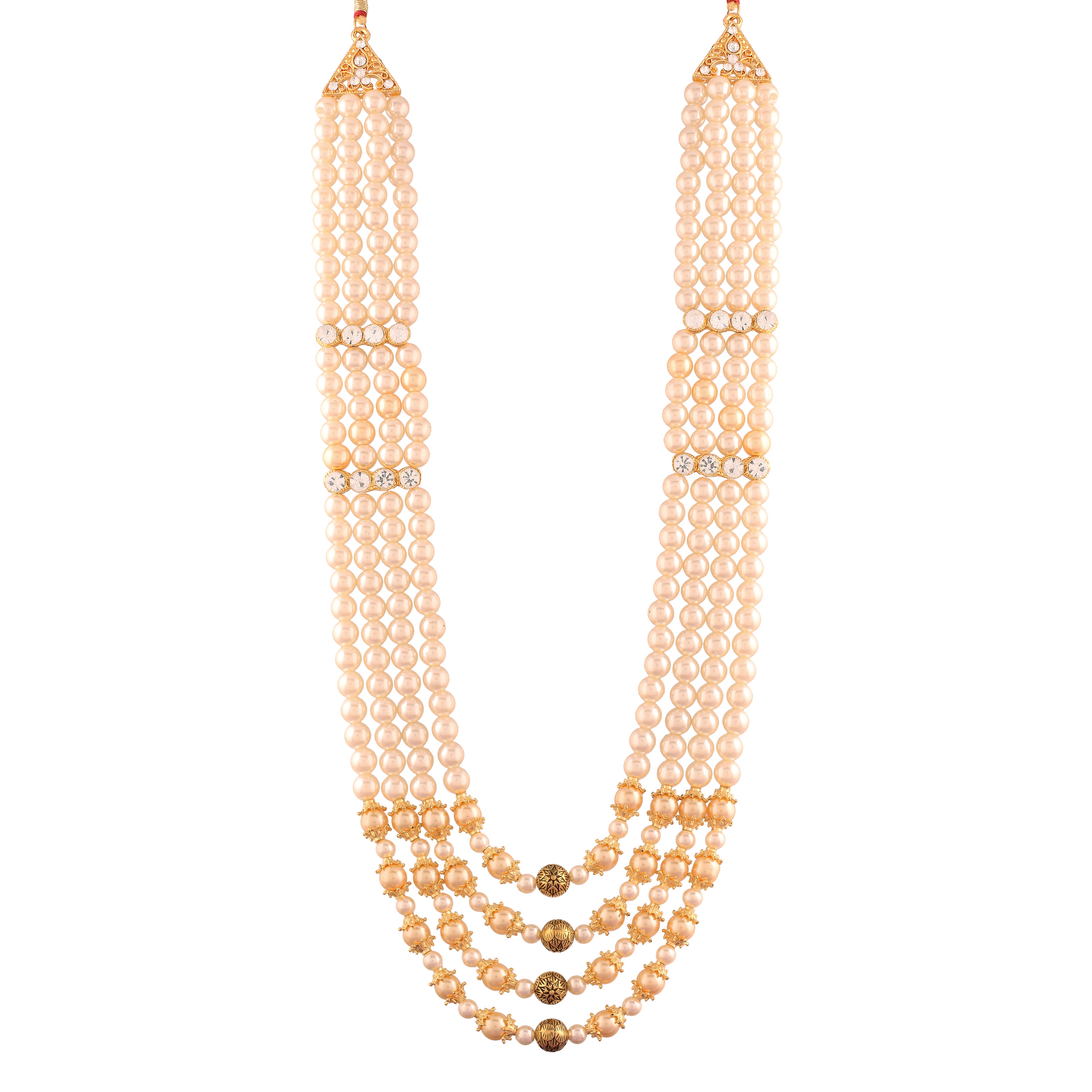 gold plated , stones , pearls , moti mala