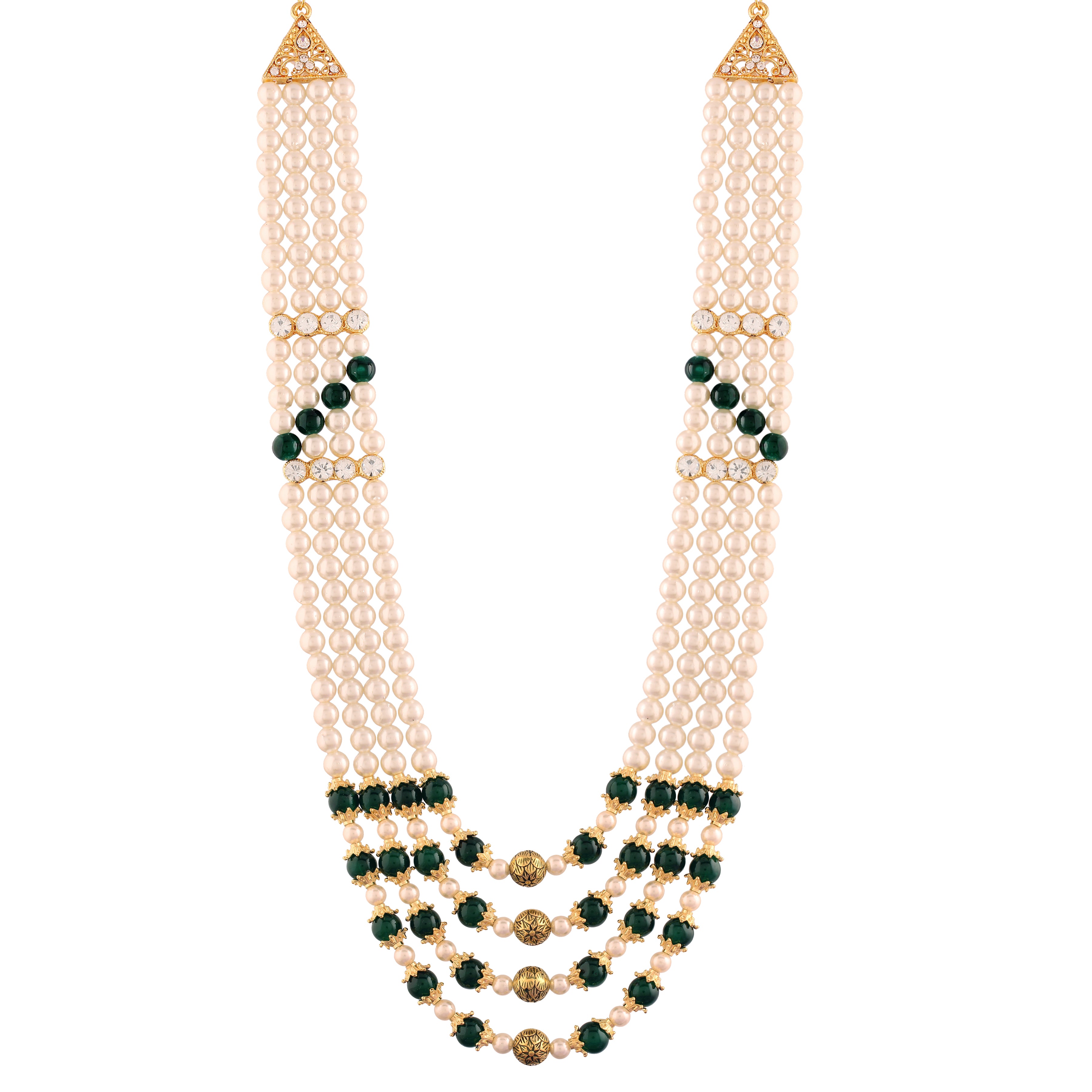gold plated , stones , pearls , moti mala