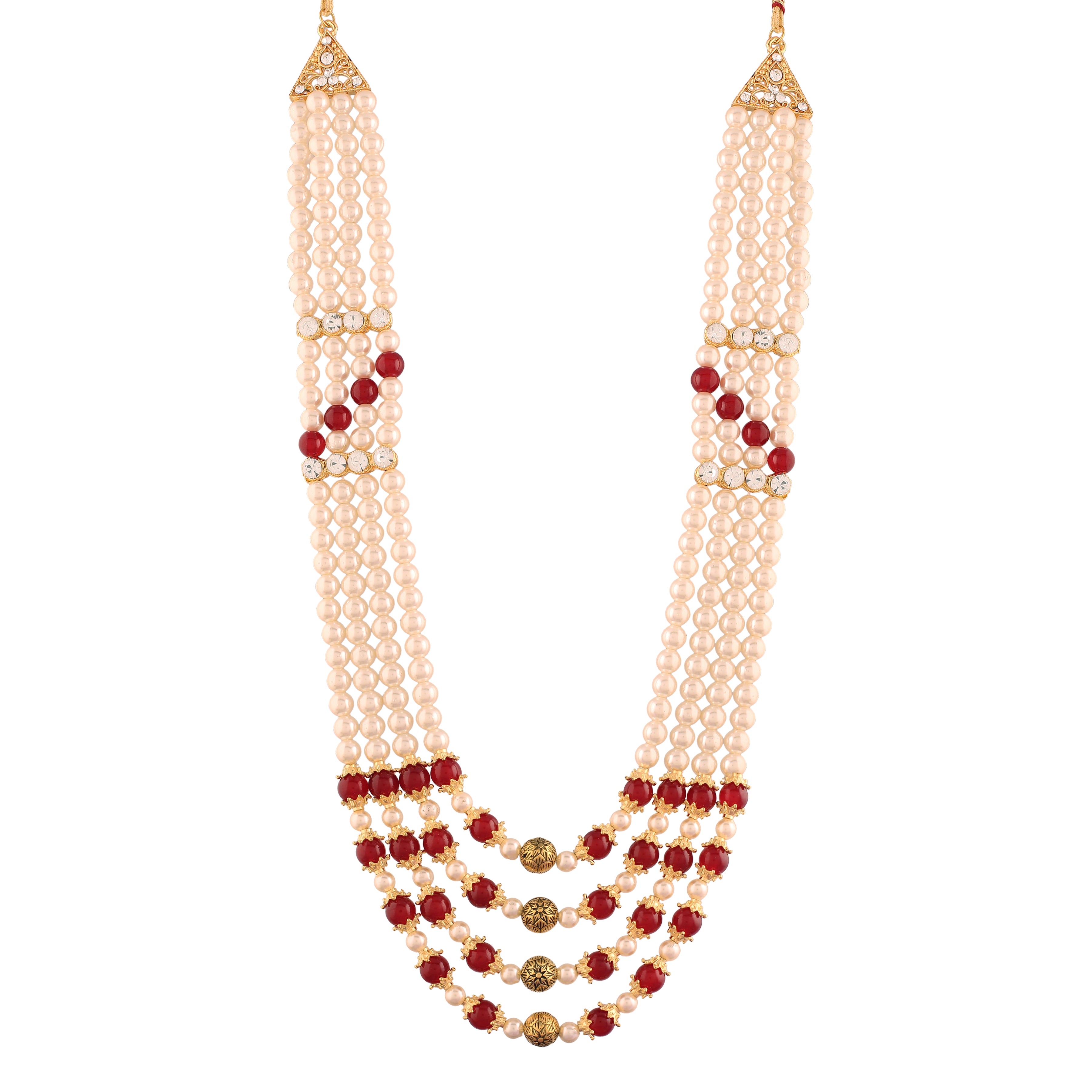 gold plated , stones , pearls , moti mala