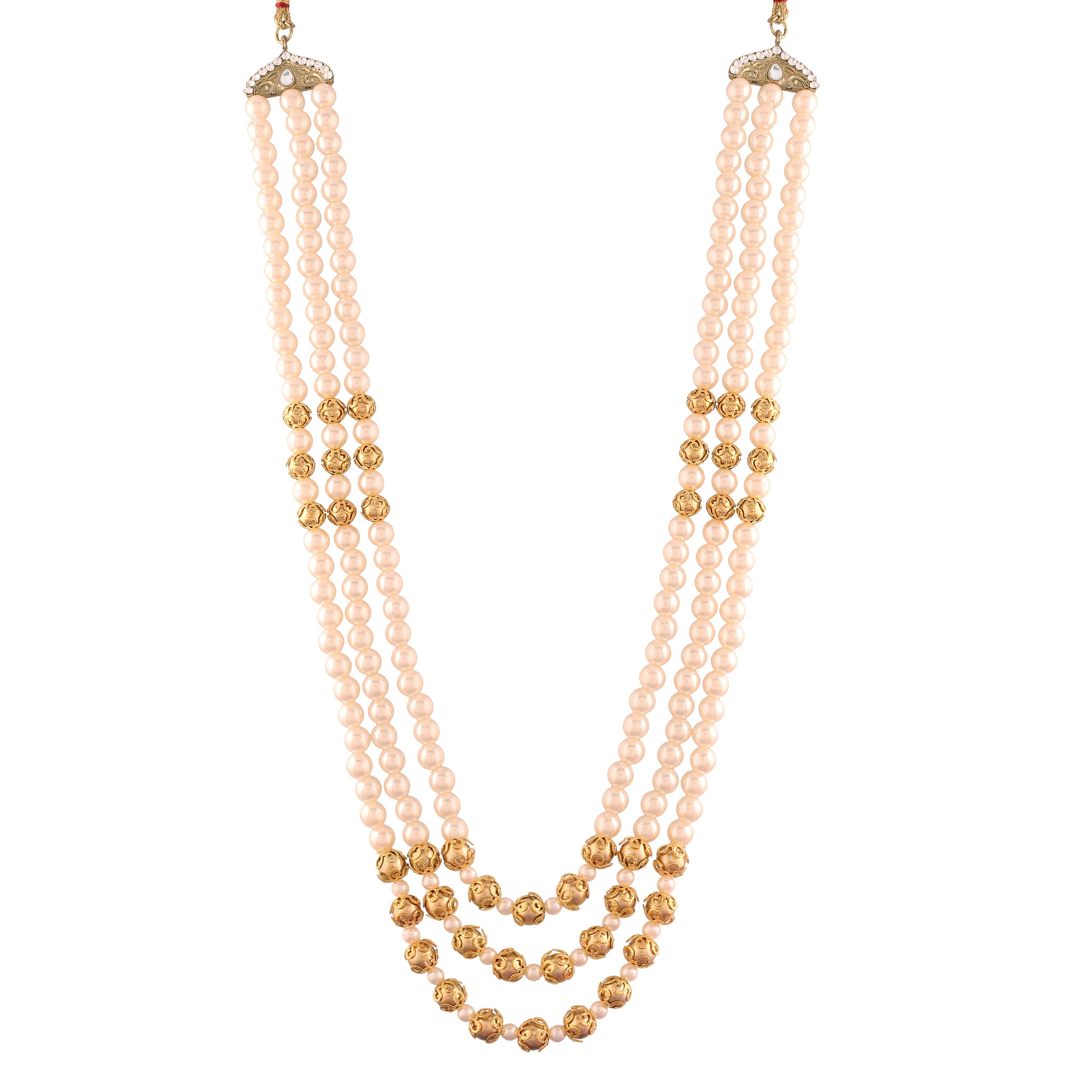 gold plated , stones , pearls , moti mala