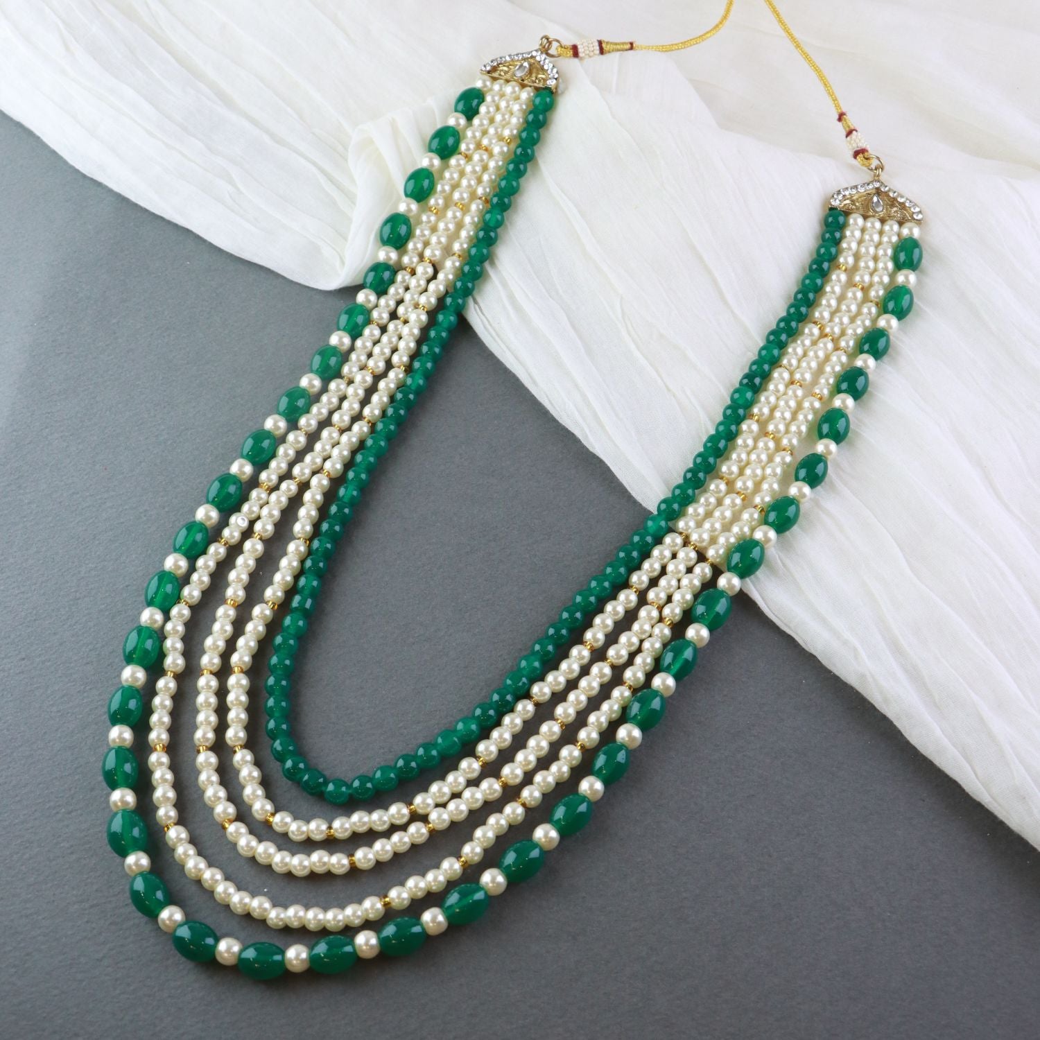 Aakarsh Green Necklace For Men