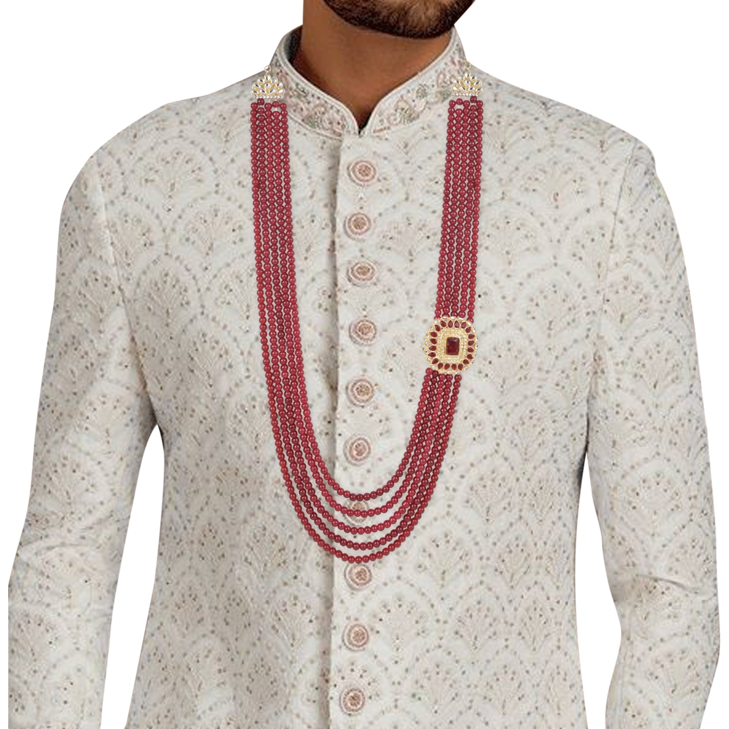 Aarav Maroon Necklace For Men