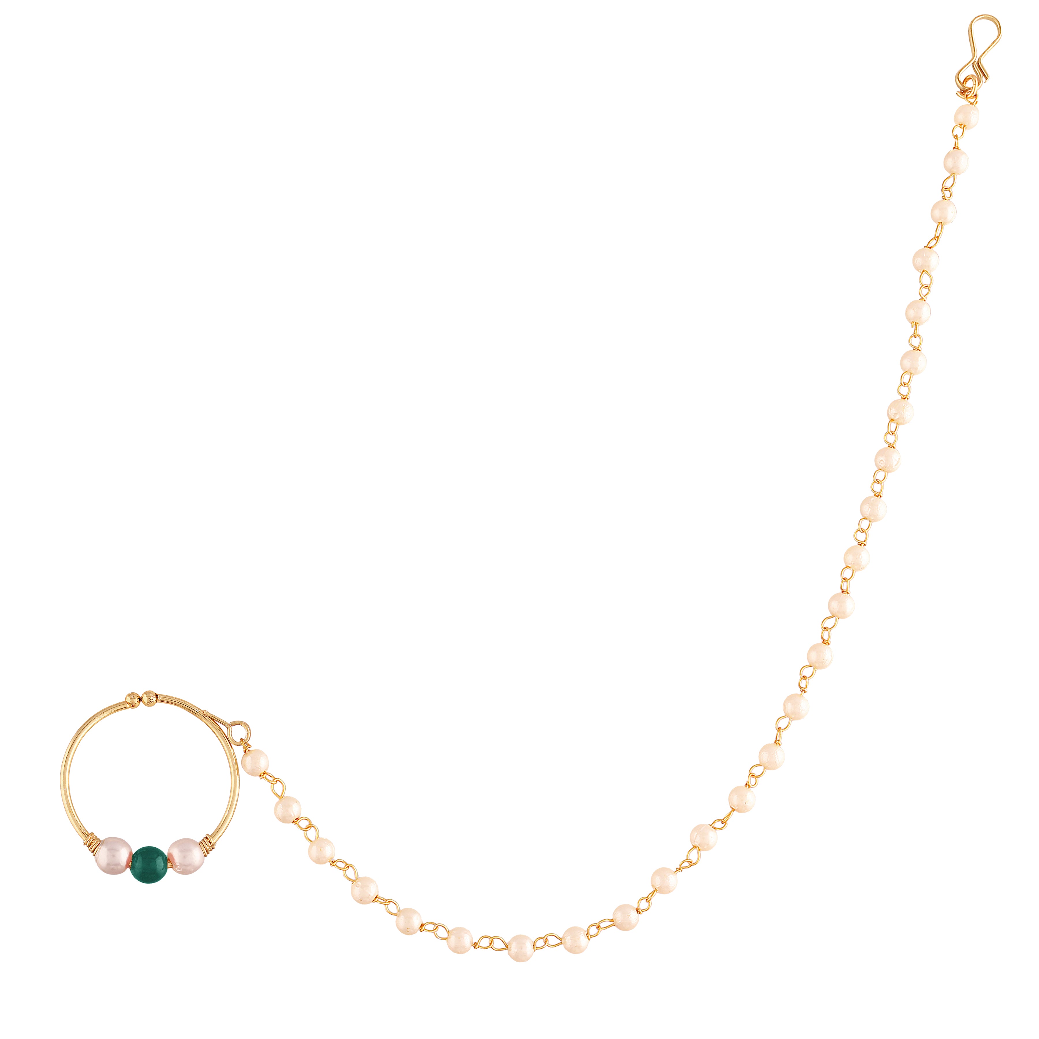 pearls chain nose ring