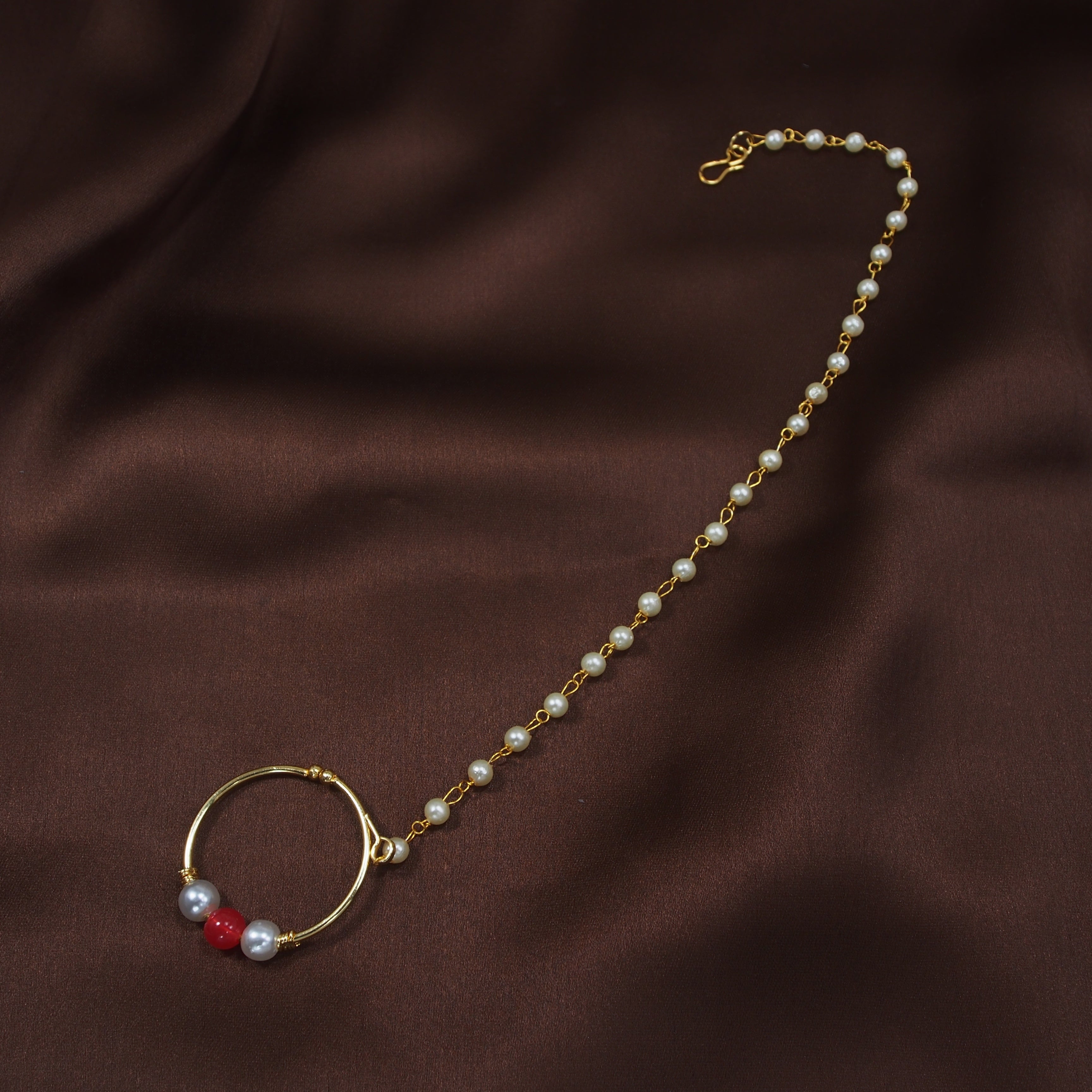 pearls chain nose ring