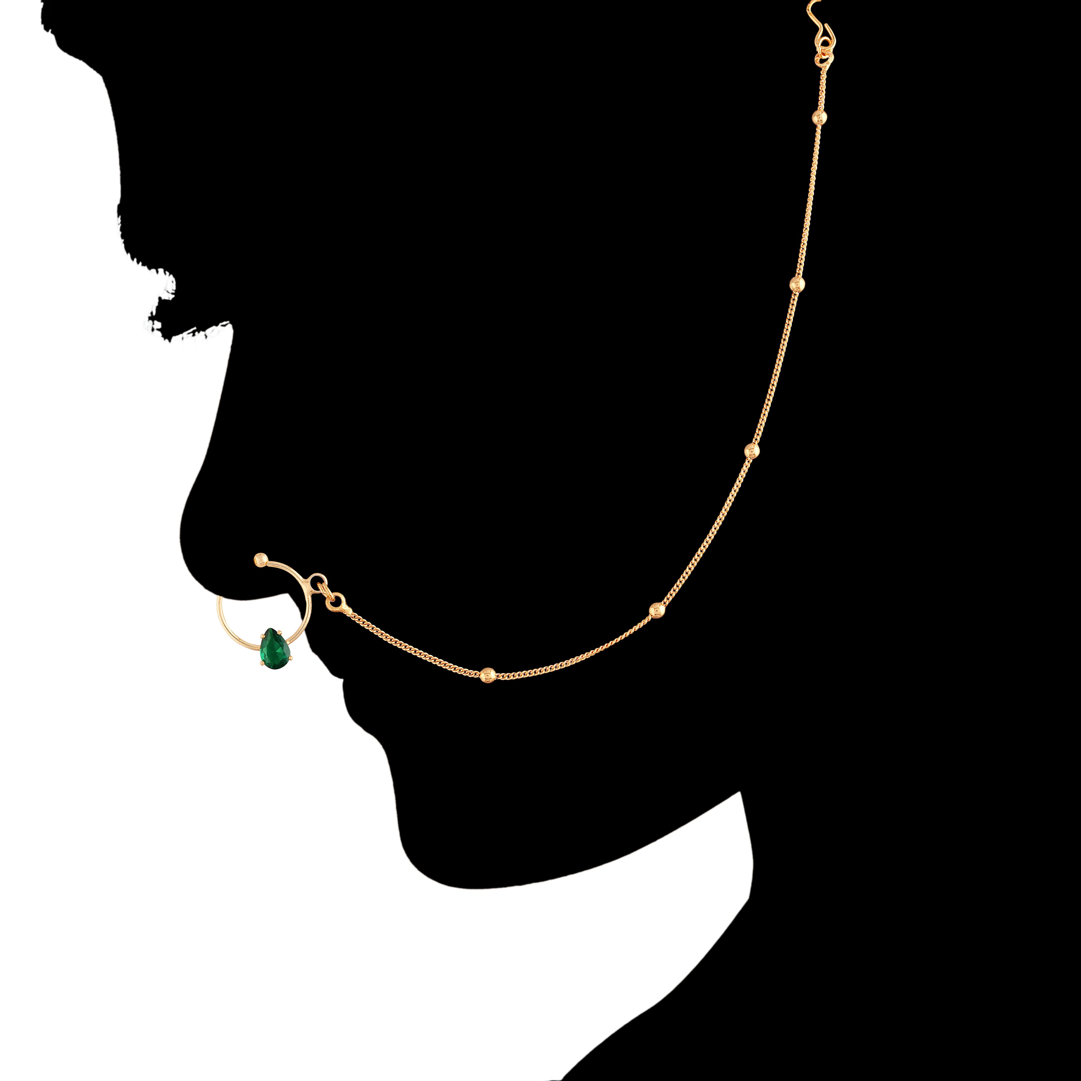 Ruhi Green Nose Ring