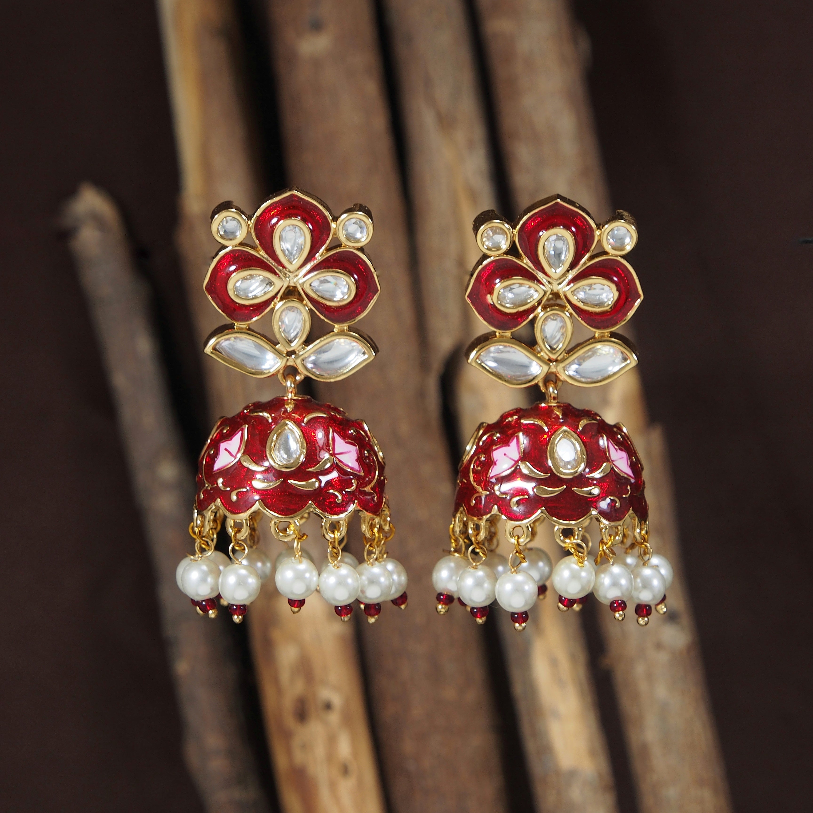 meenakari , kundan , pearls earring