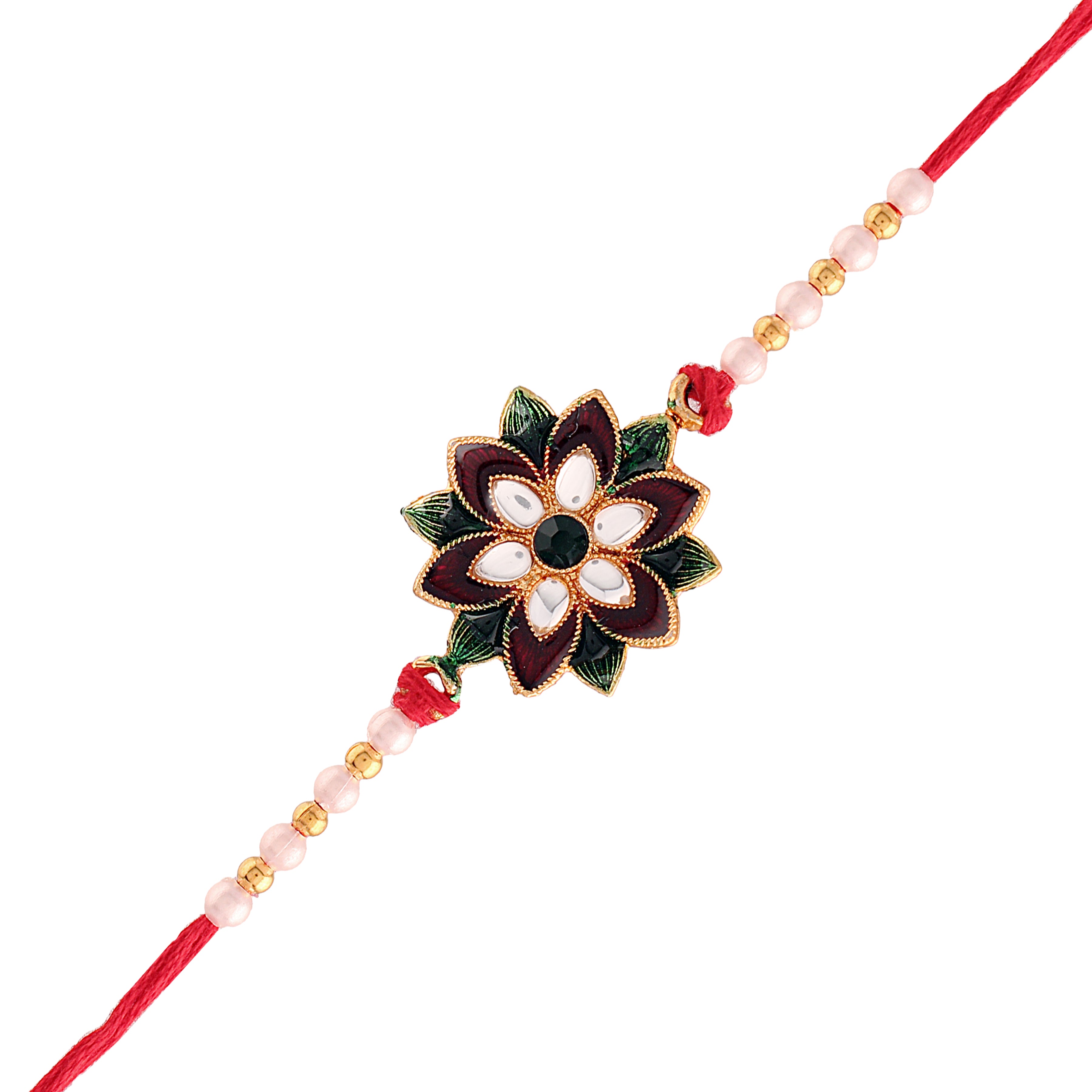 Colourful Beads And Meena Floral Rakhi
