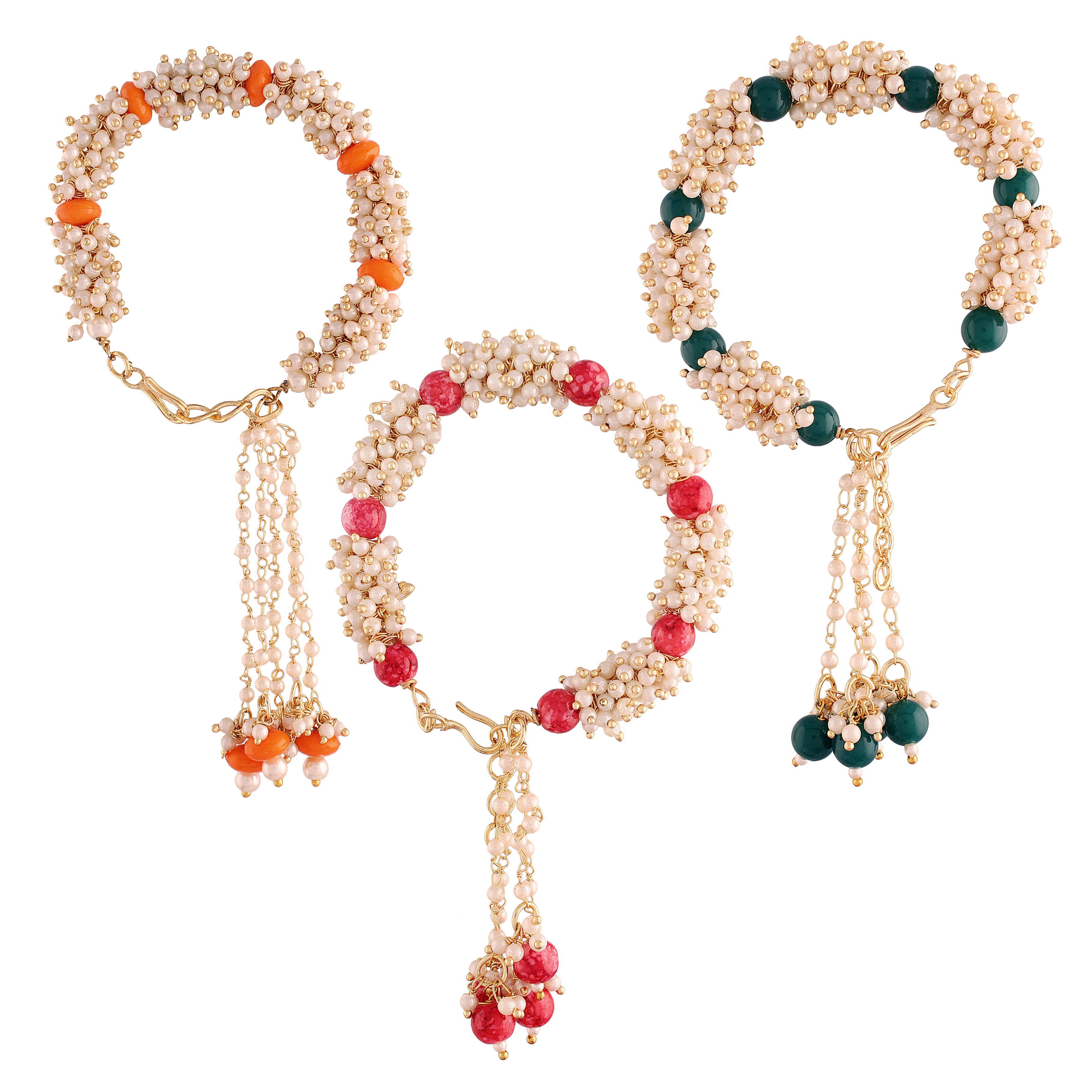 Gold Plated Hanging Pearl Studded Lumba for Bhabhi