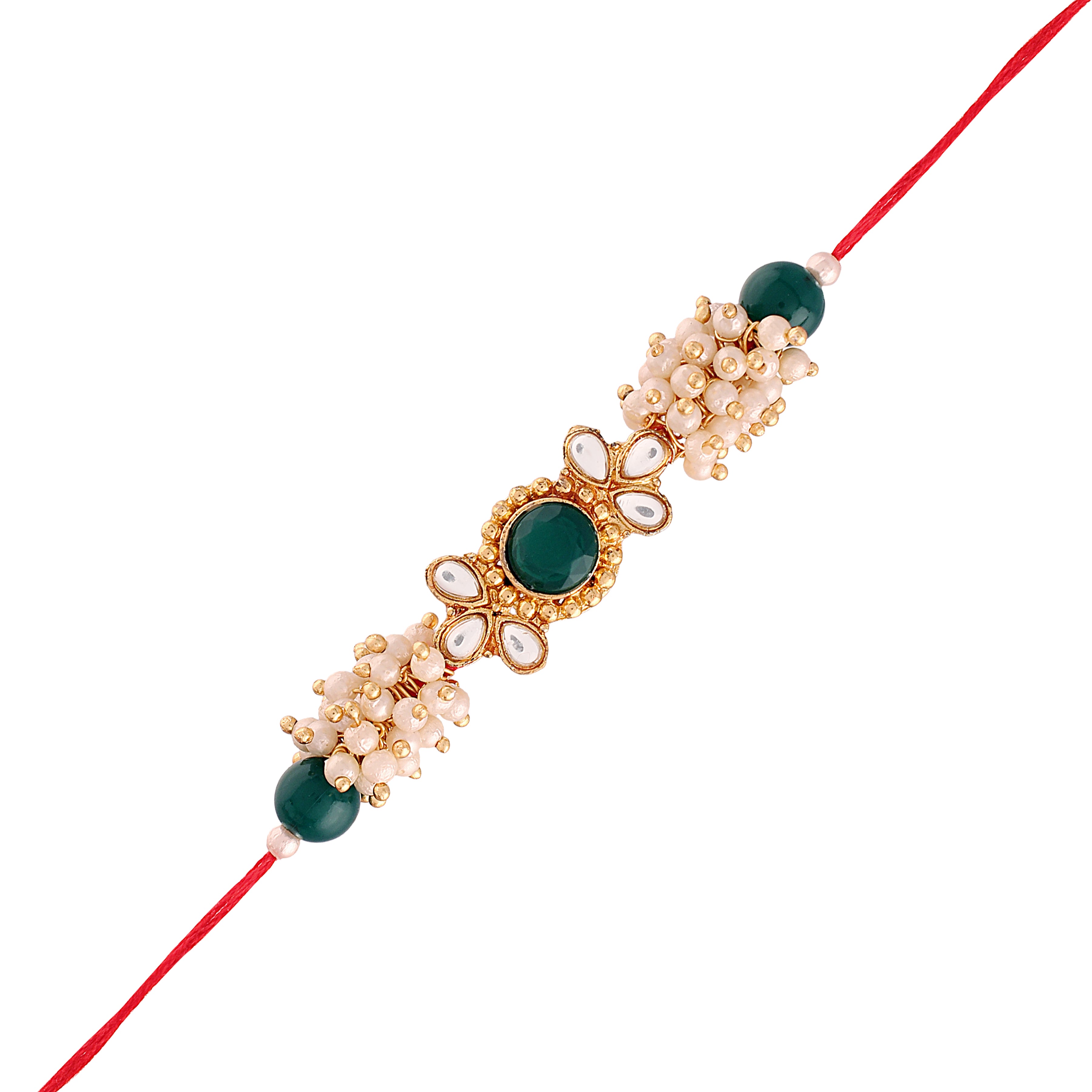 Beads Pearls And CZ Rakhi with Roli chawal