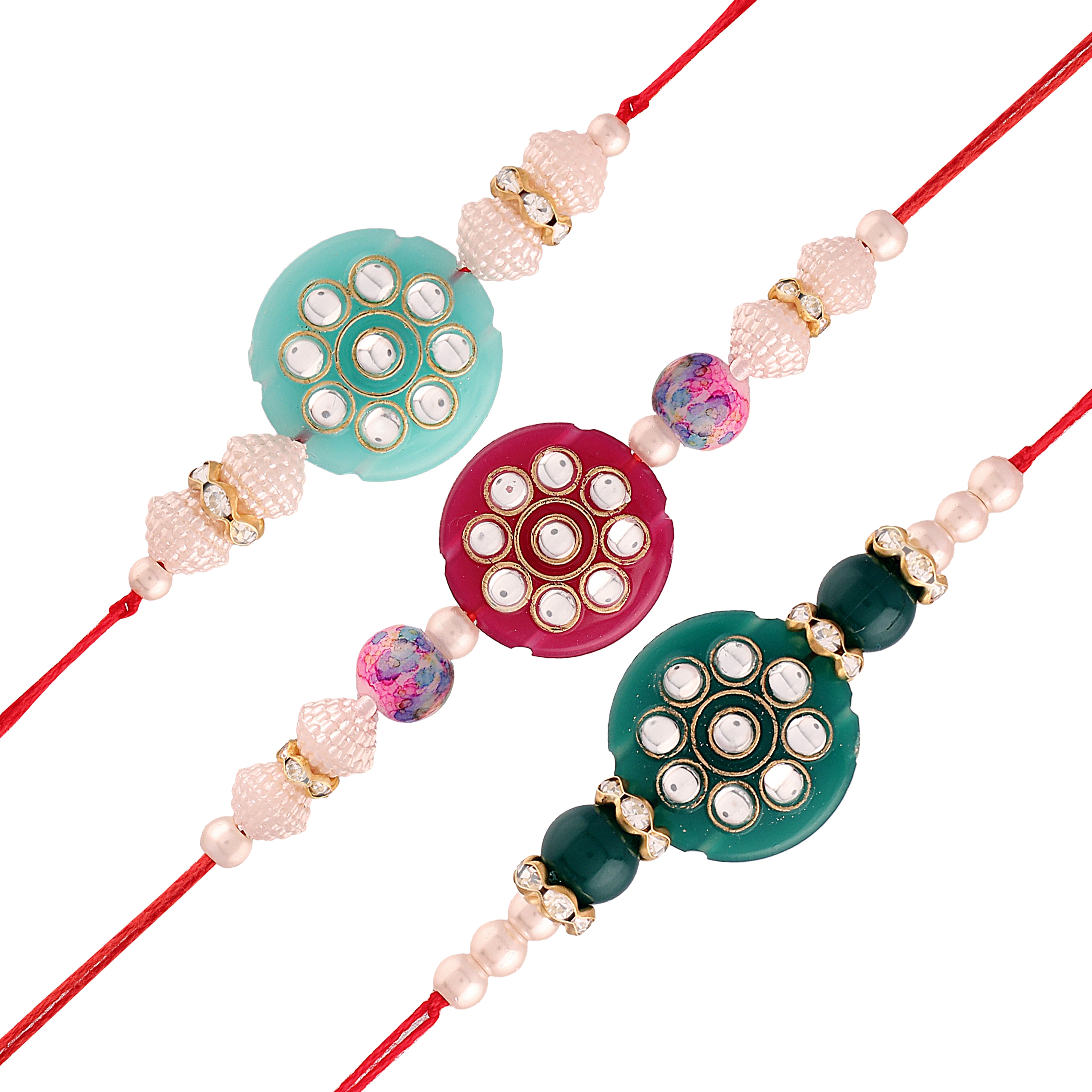 18k Gold Plated Pearl Combo Rakhi for Men/Brother (Pack of 3)