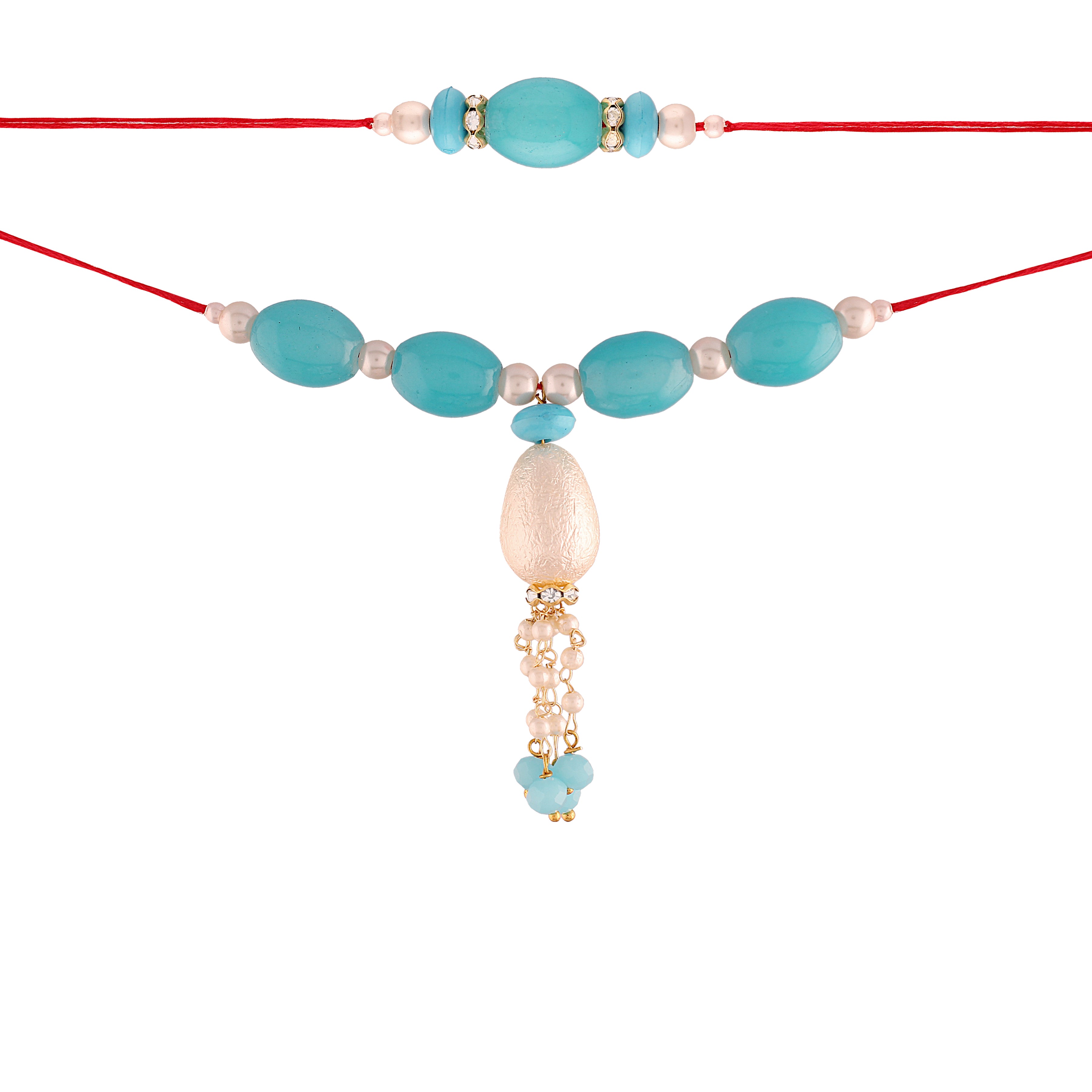 Traditional Bhaiya Bhabhi Lumba Pearl & Rakhi With Roli Chawal
