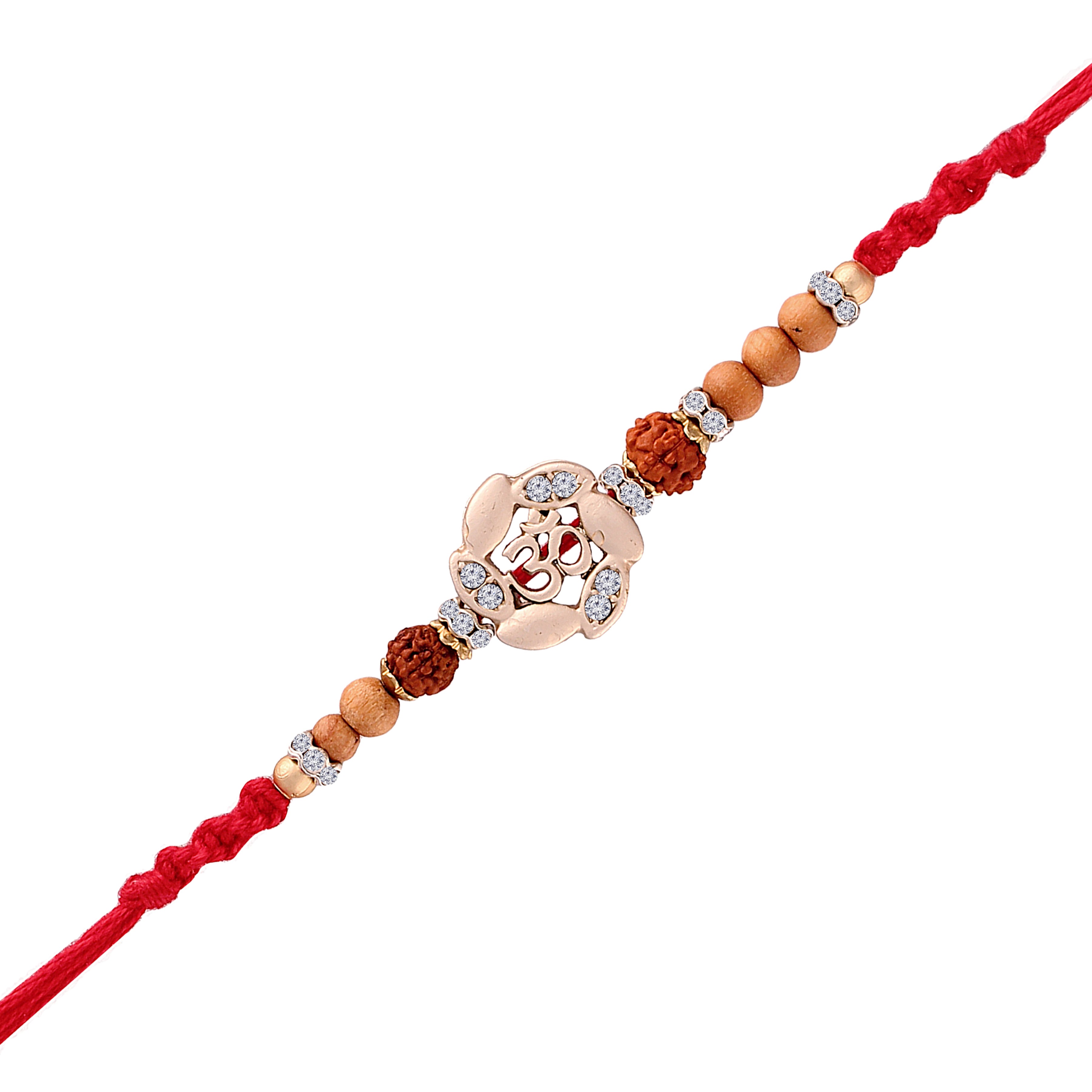 18k Rhodium Plated Ethnic Designer Lord Ganesha Rakhi with Roli Chawal