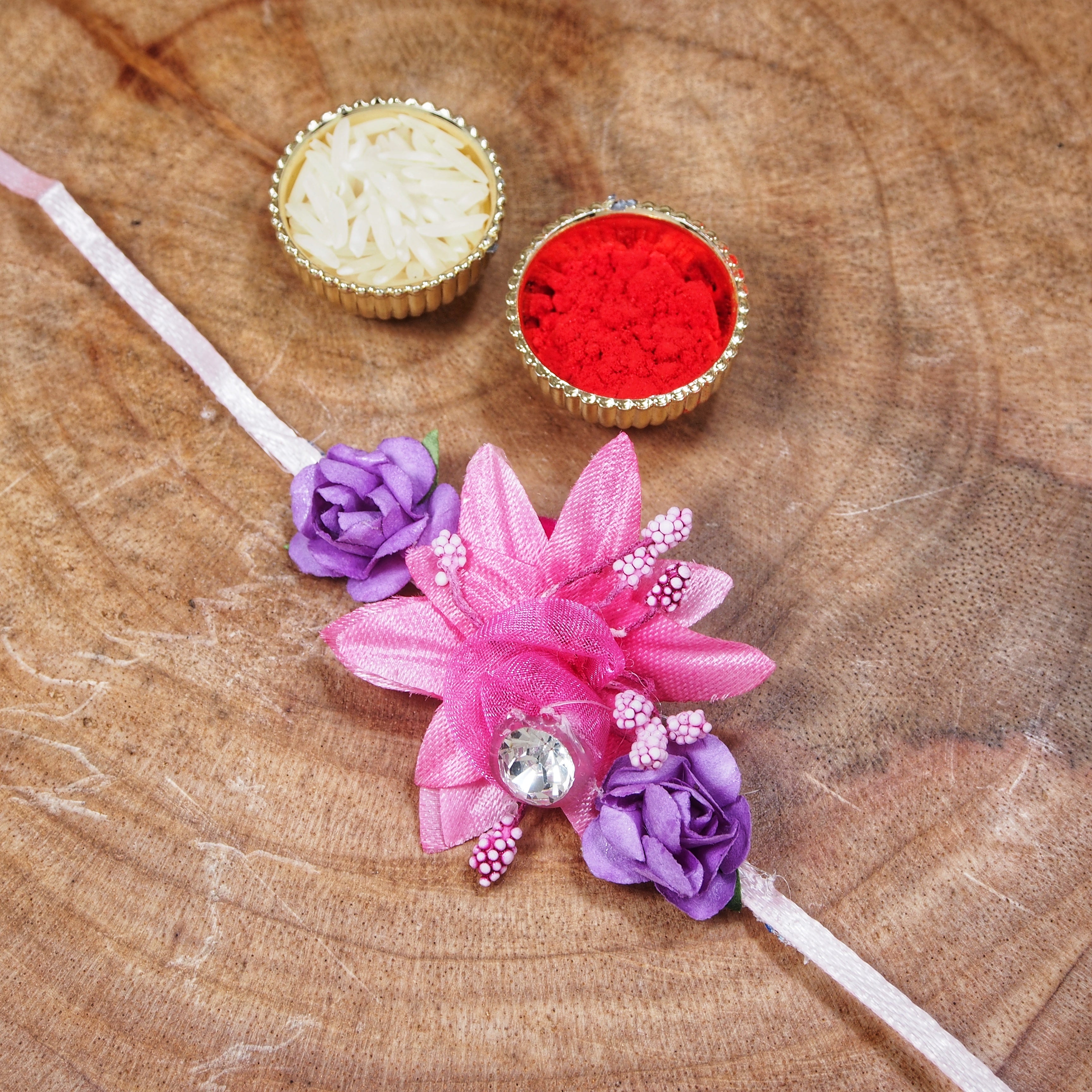 Colourful Tassel Work Bhaiya Bhabhi Rakhi With Roli Chawal