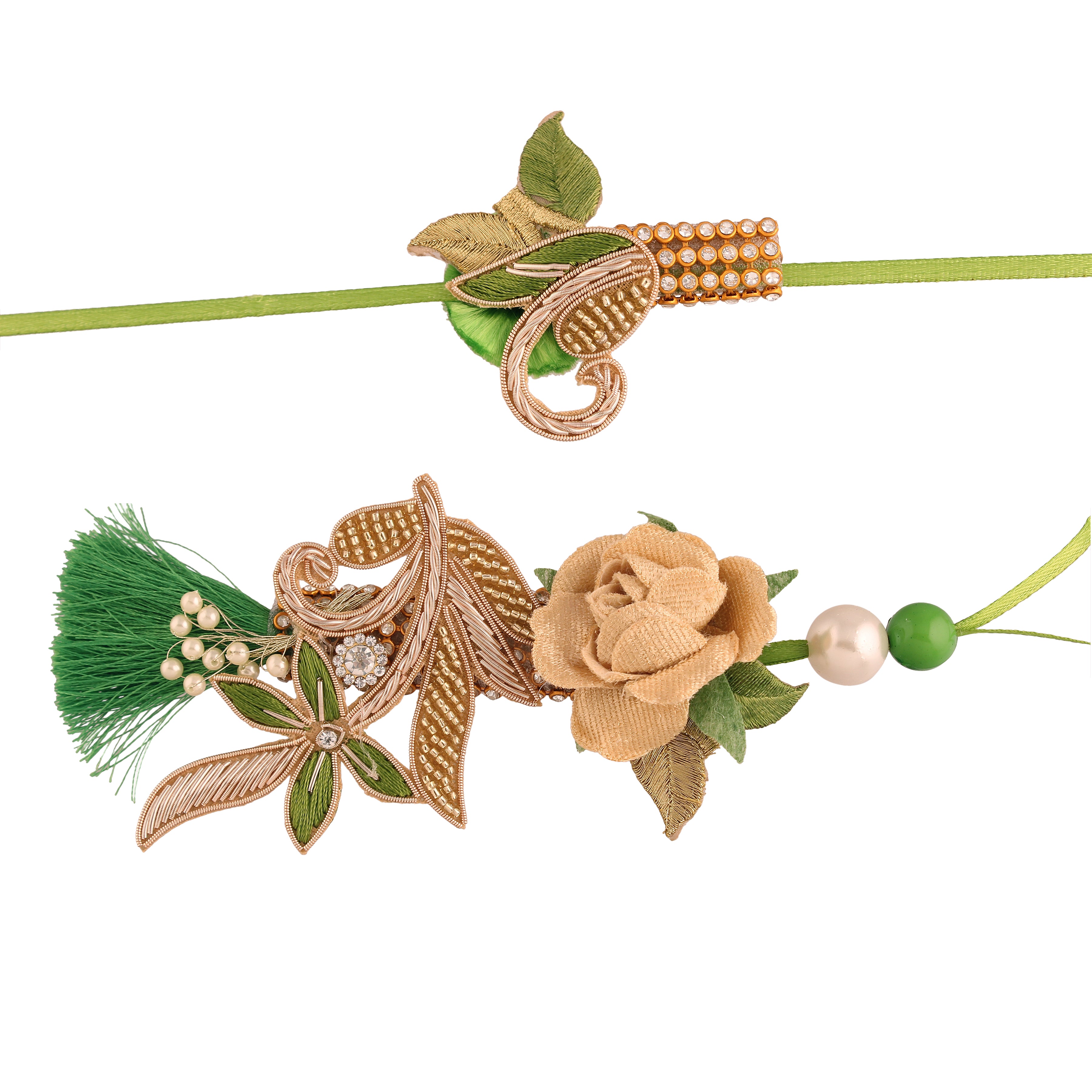 Designer Bhaiya Bhabhi Hanging Lumba & Rakhi Combo Set