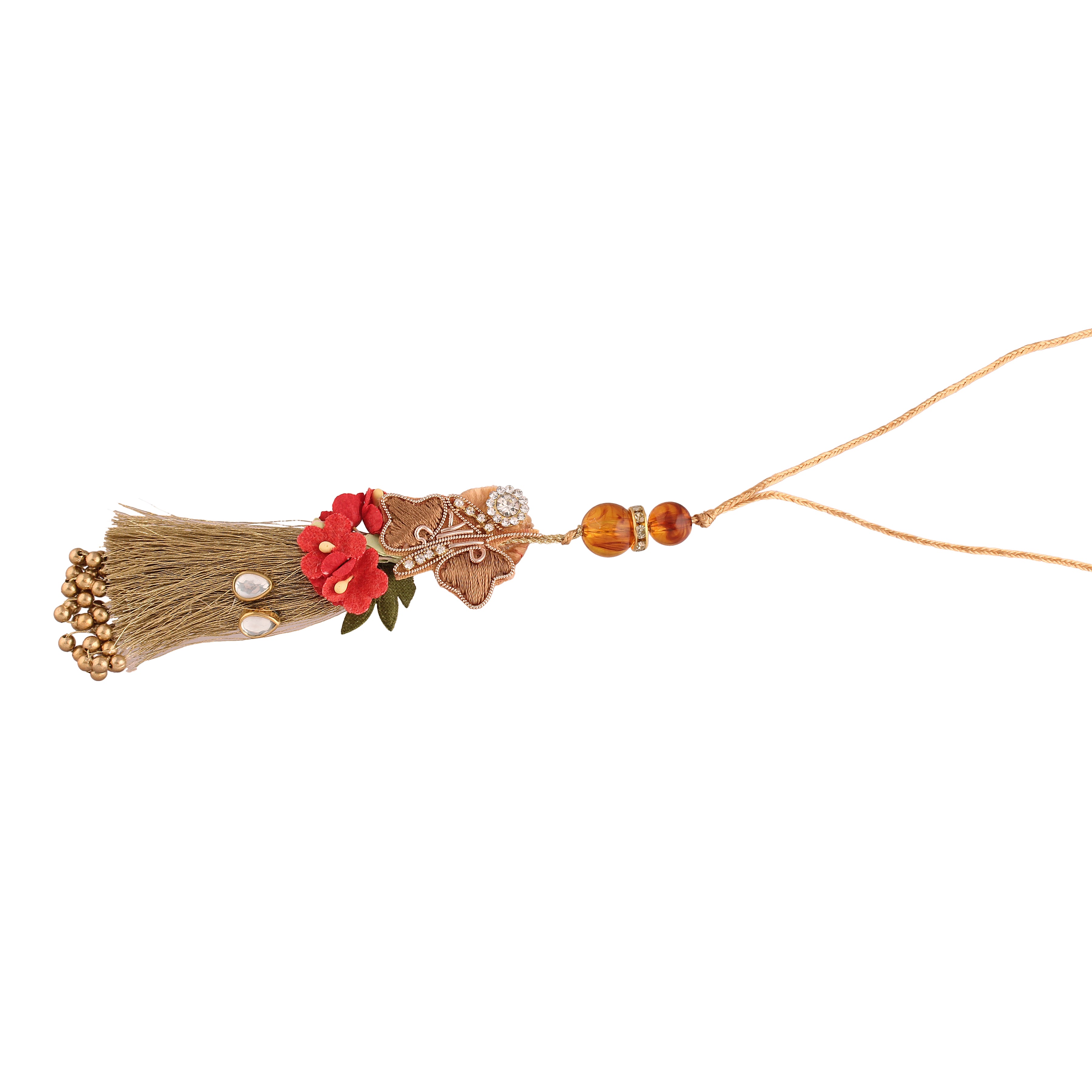 Designer Bhaiya Bhabhi Hanging Lumba & Rakhi Combo Set