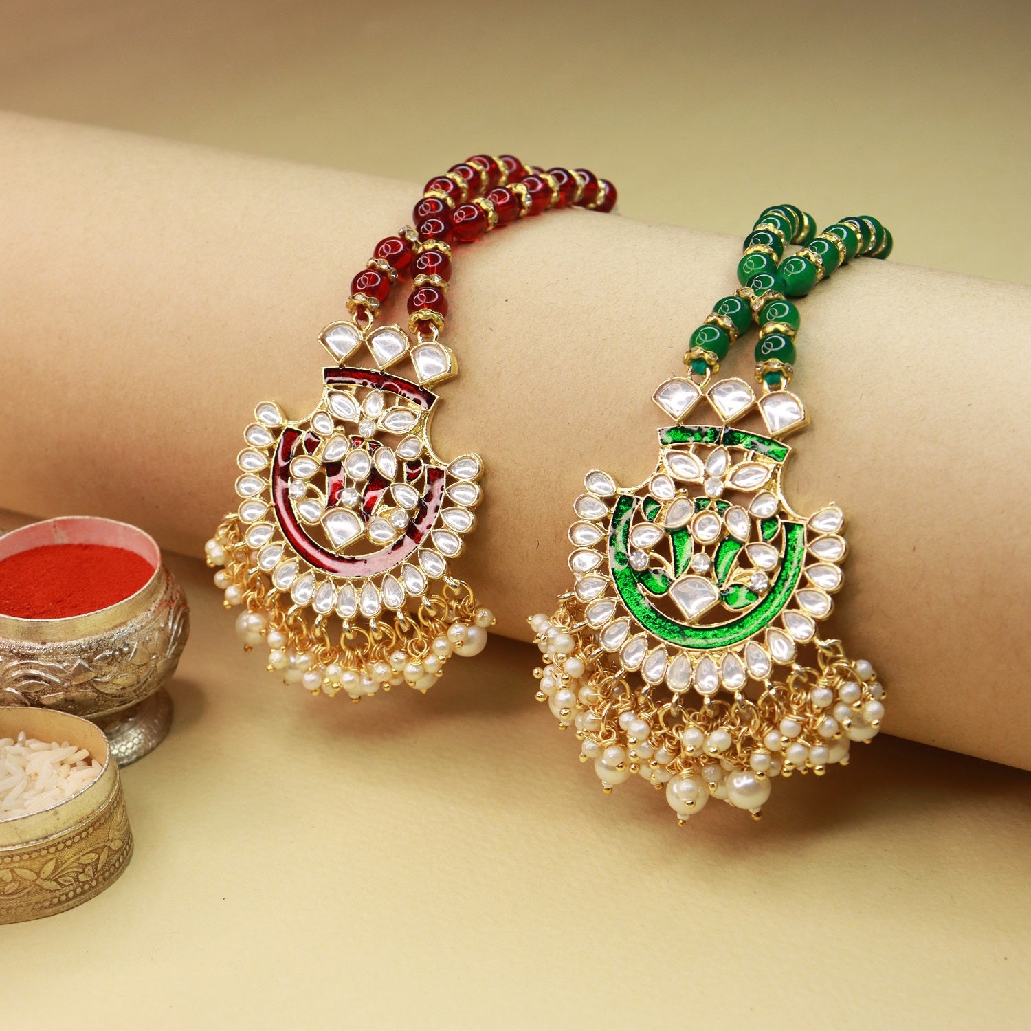 meenakari, kundan , stones , pearls , lumba