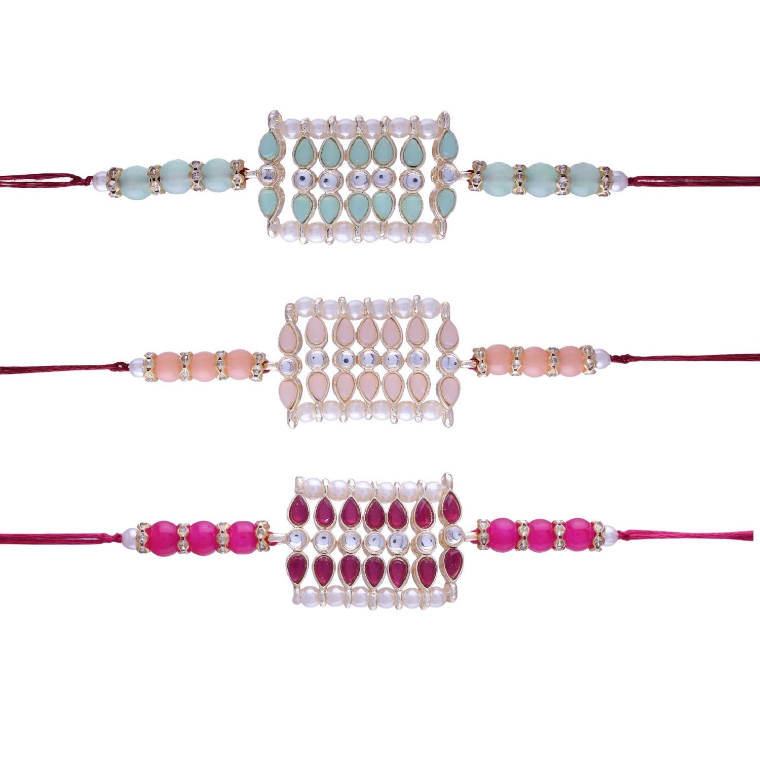 Designer Pearl Beads Studded Rakhi Bracelet for Brother/ Bhaiya