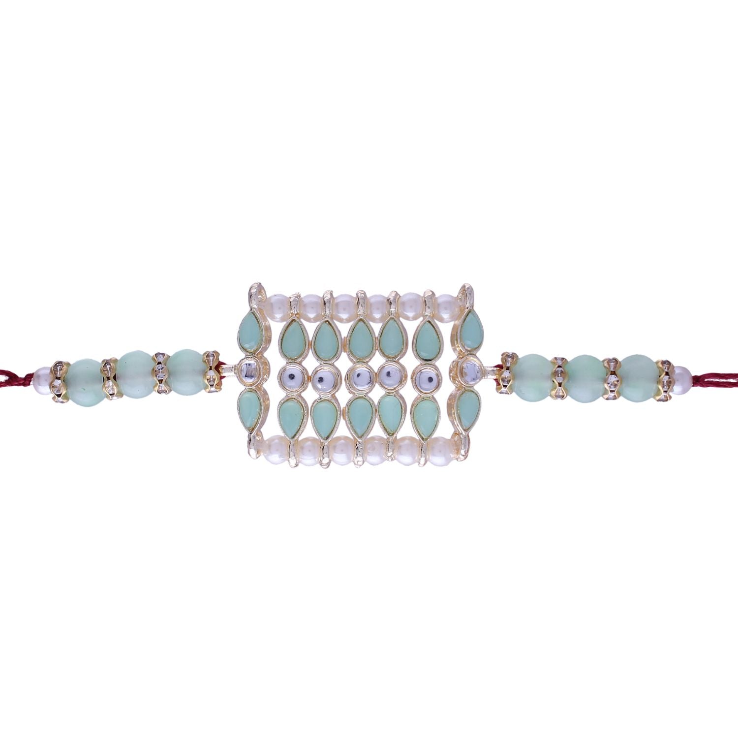 Designer Pearl Beads Studded Rakhi Bracelet for Brother/ Bhaiya
