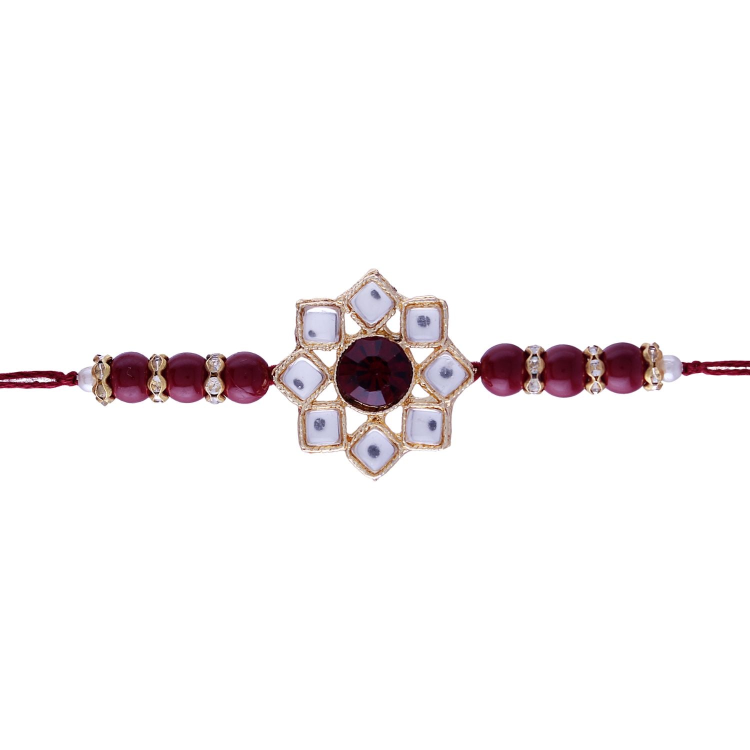 Designer Pearl Beads Studded Rakhi Bracelet for Brother/ Bhaiya