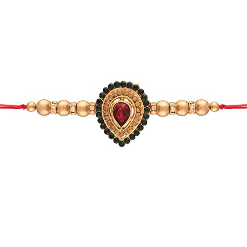 Gold Plated Stone Studded Rakhi for Men