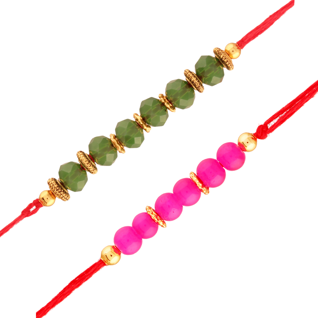 Gold Plated Designer Pearl Combo Pack of 2 Rakhi for Beloved Brother (R885-83)