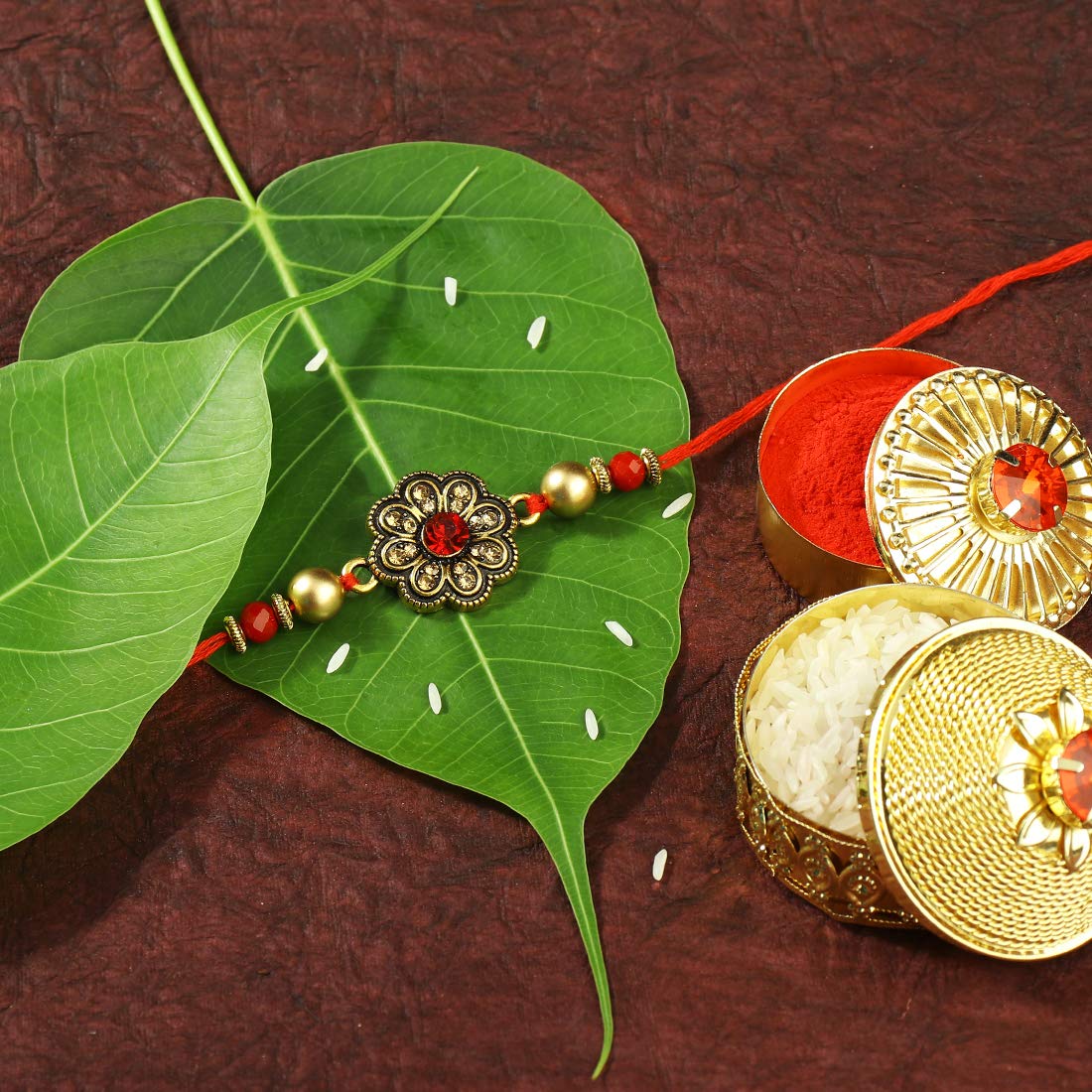 Gold Plated Designer Pearl Combo Pack of 2 Rakhi for Beloved Brother (R891-92)