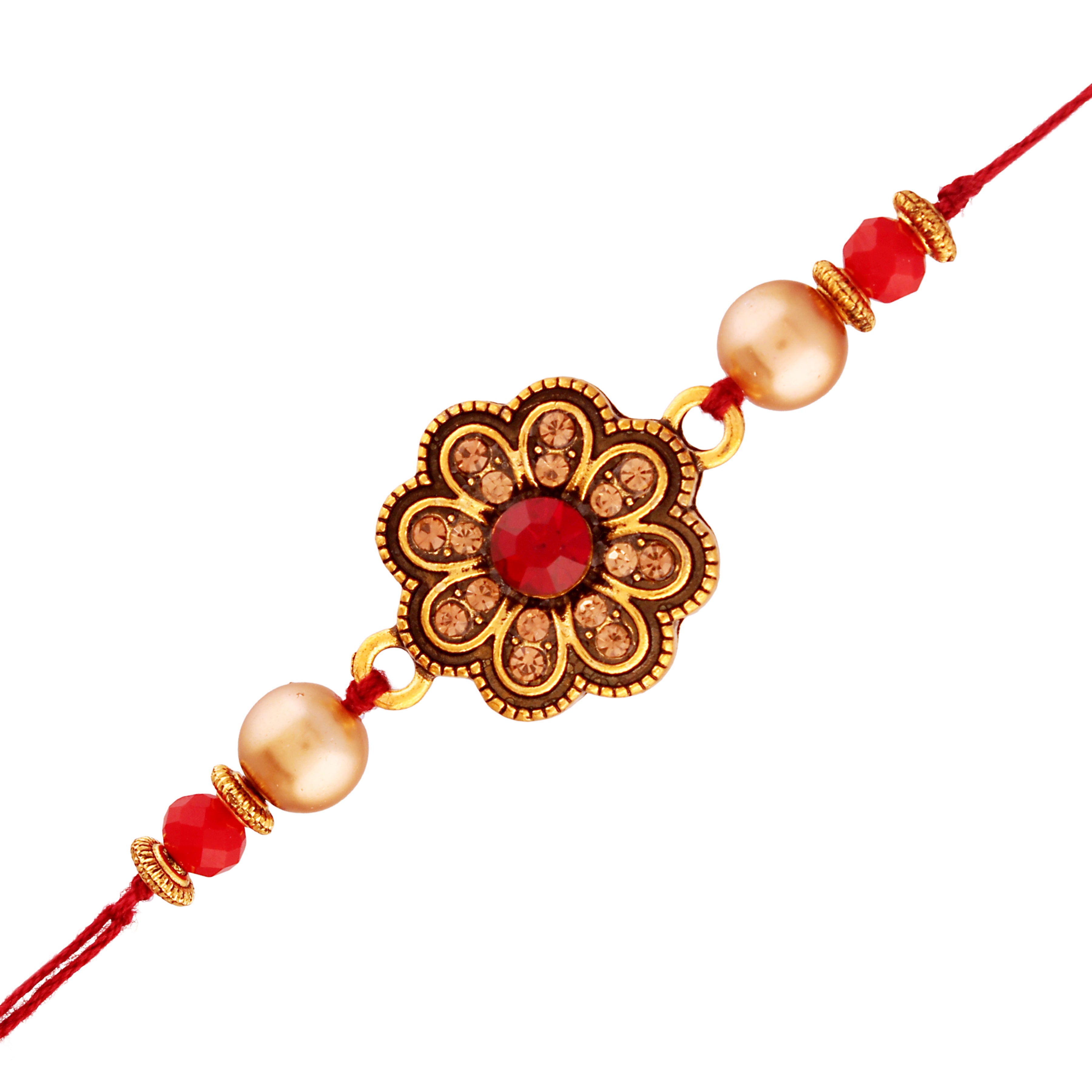 Gold Plated Designer Pearl Combo Pack of 2 Rakhi for Beloved Brother (R891-92)