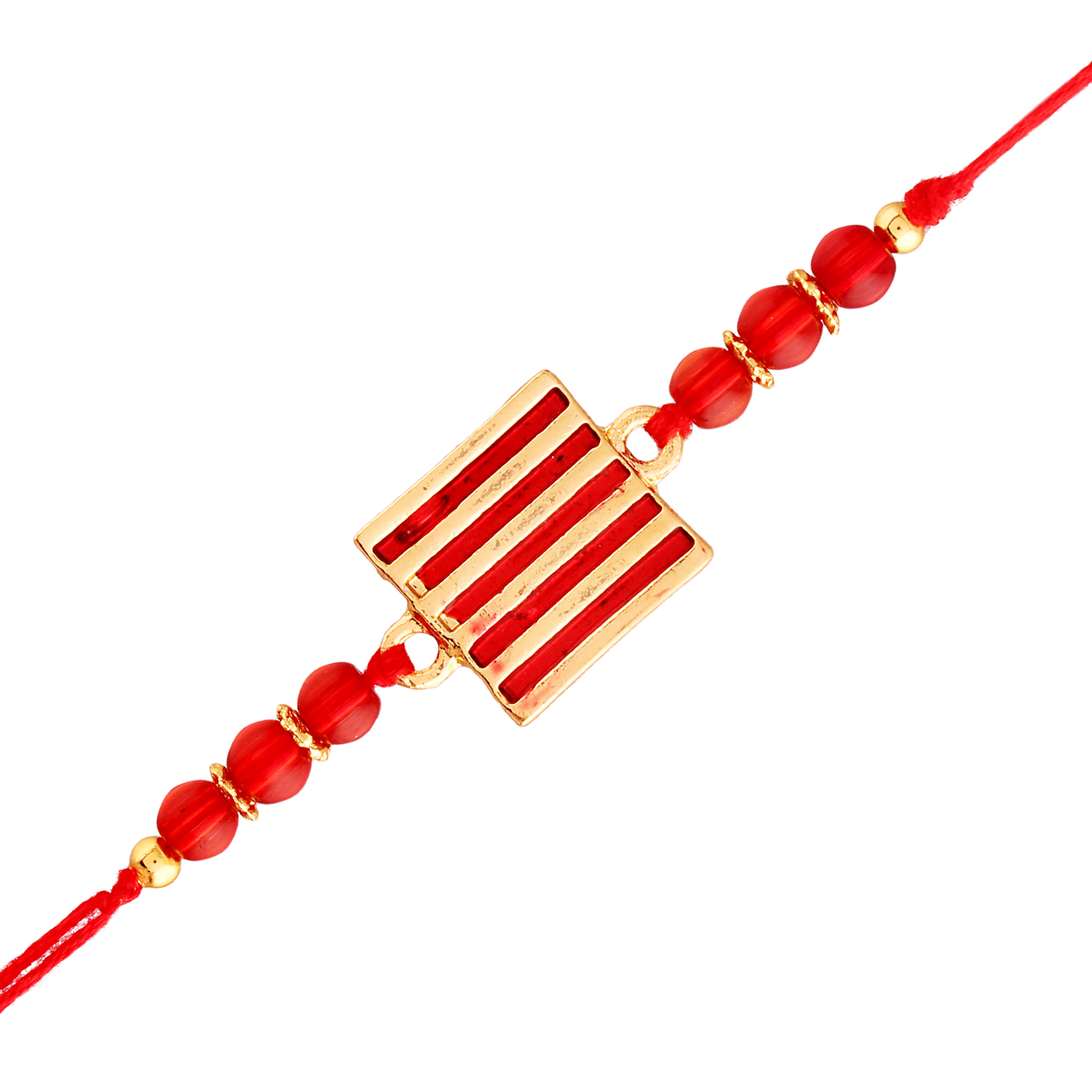 Gold Plated Designer Beads Combo Pack of 2 Rakhi for Beloved Brother (R936-34)