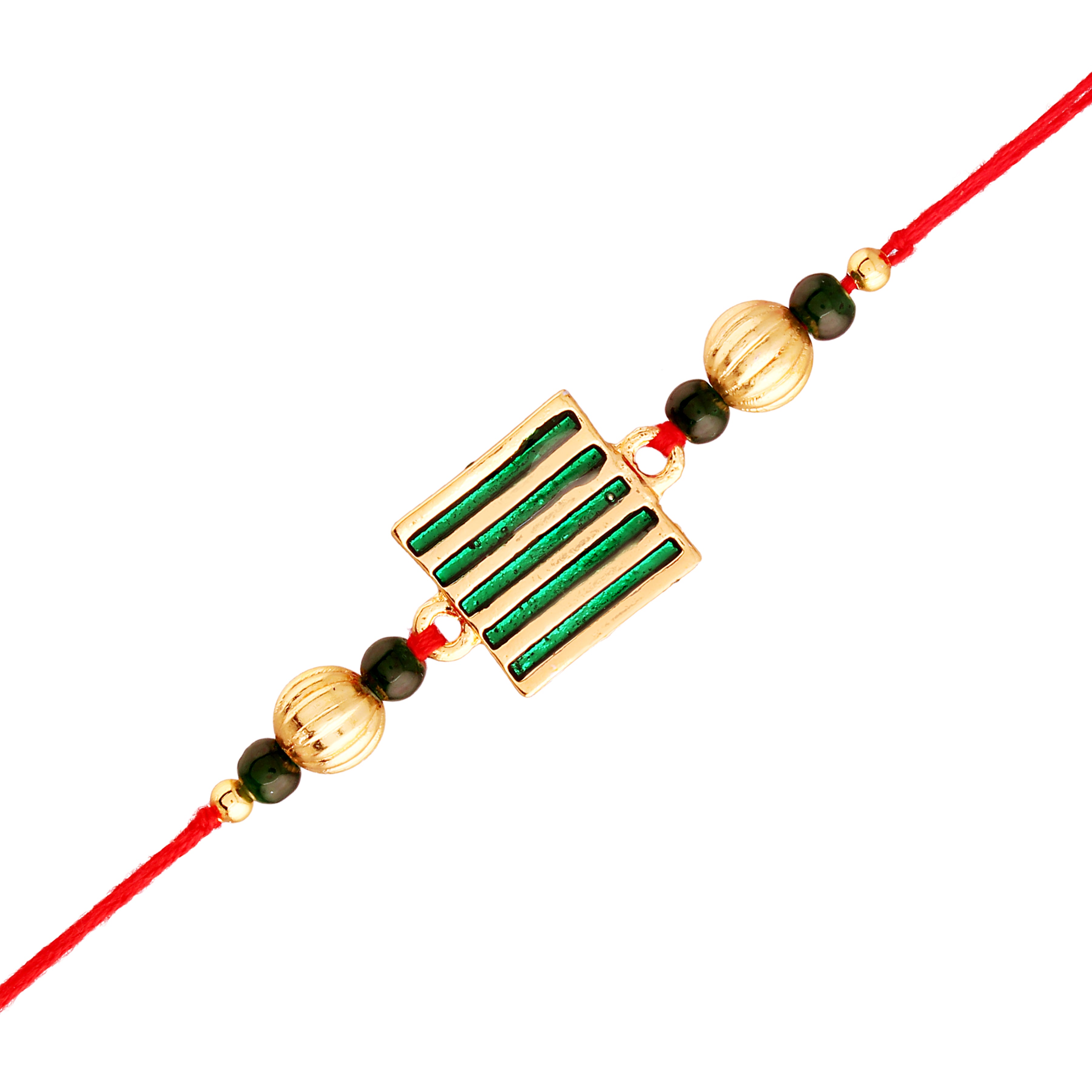 Gold Plated Designer Beads Combo Pack of 2 Rakhi for Beloved Brother (R936-34)