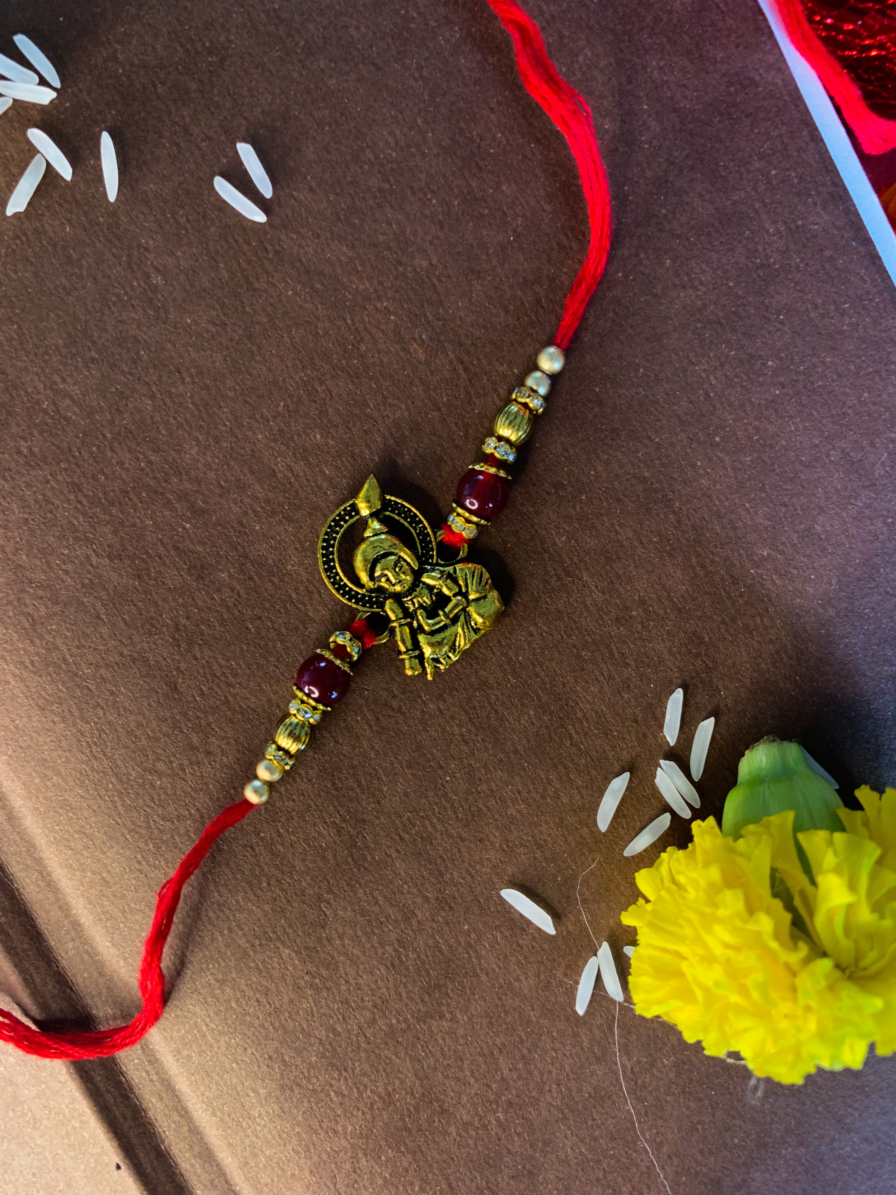 Gold Plated Bal Krishna Rakhi For Brother/Boys