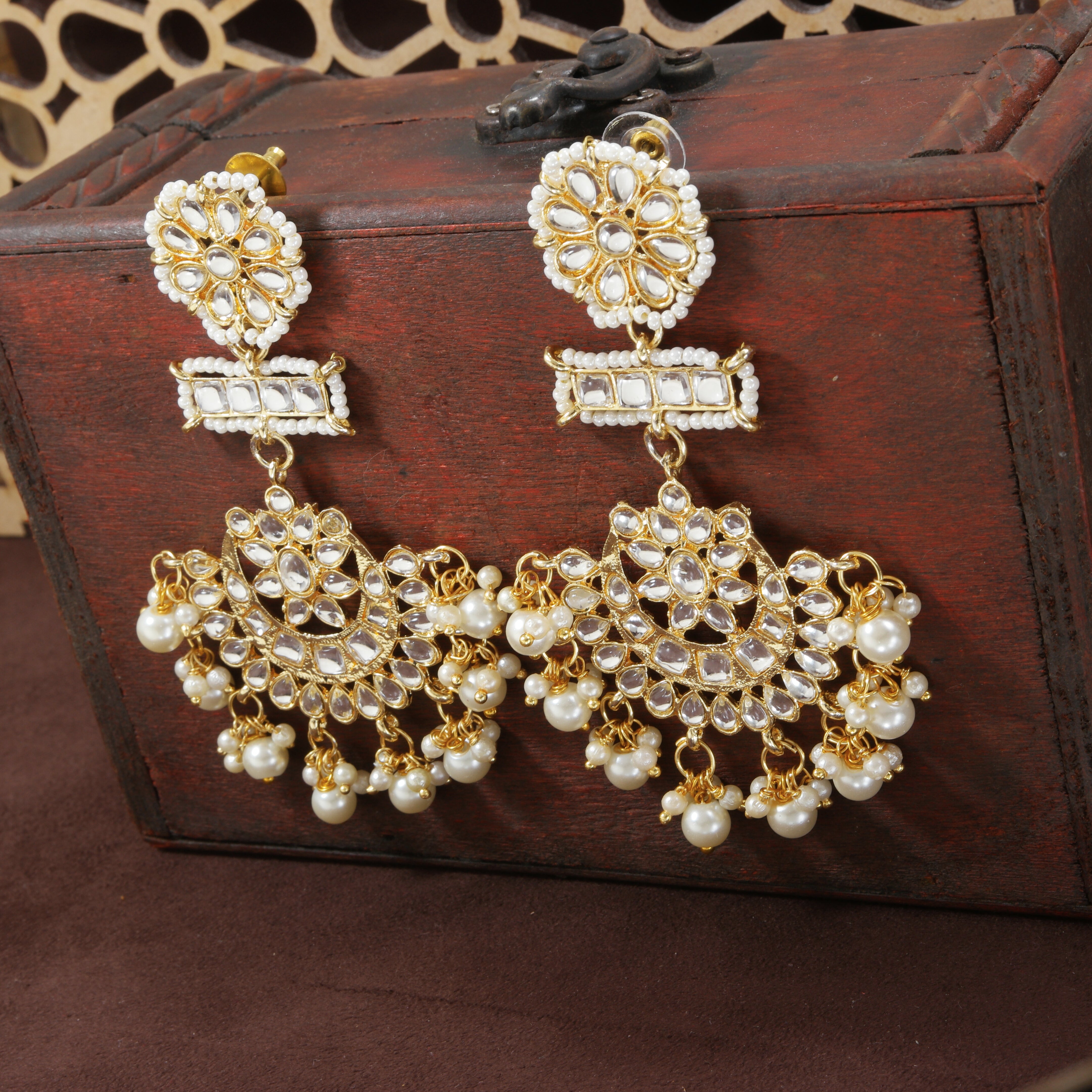 kundan , pearls earring