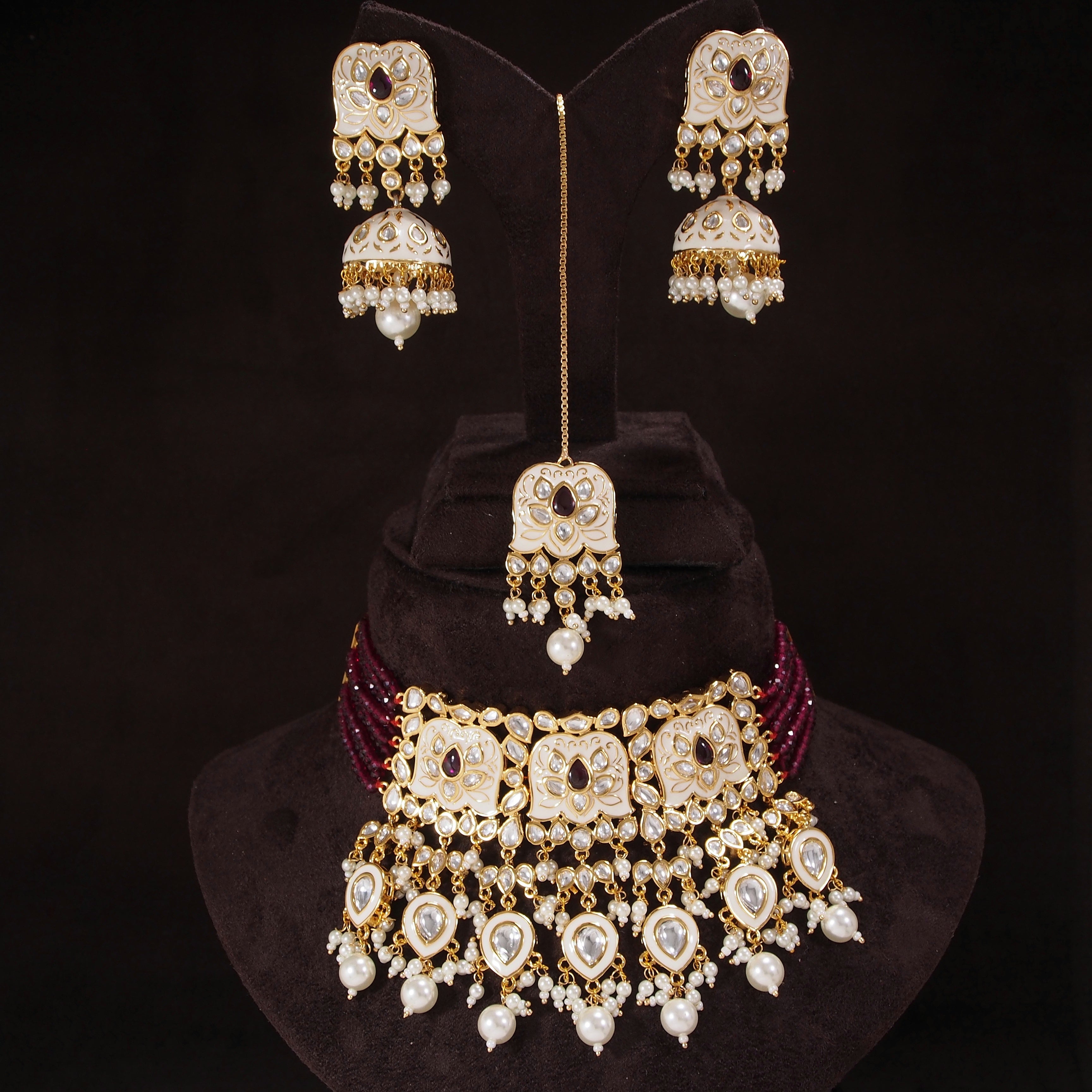 meenakari , kundan , pearls , choker set