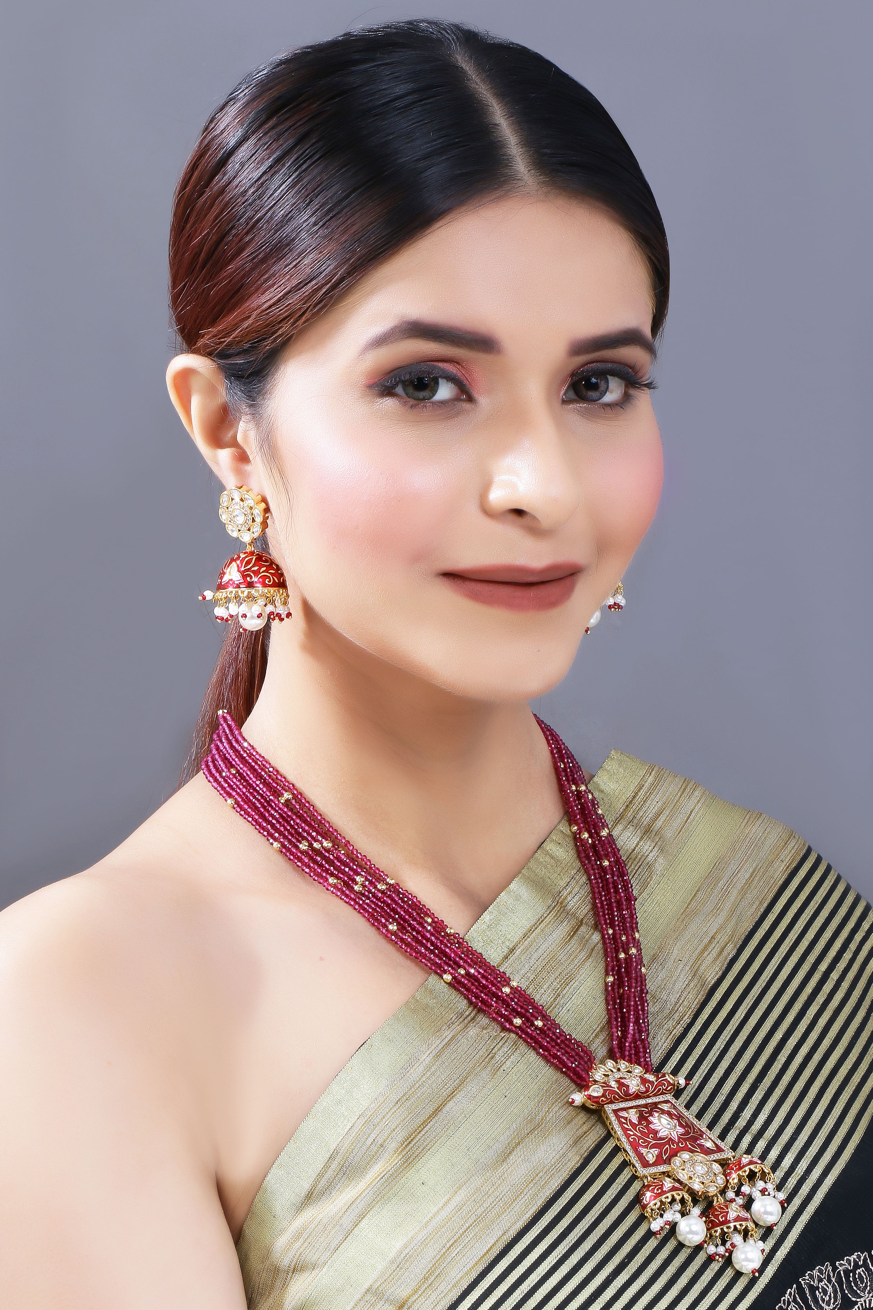 FALAk Maroon Jewellery Set