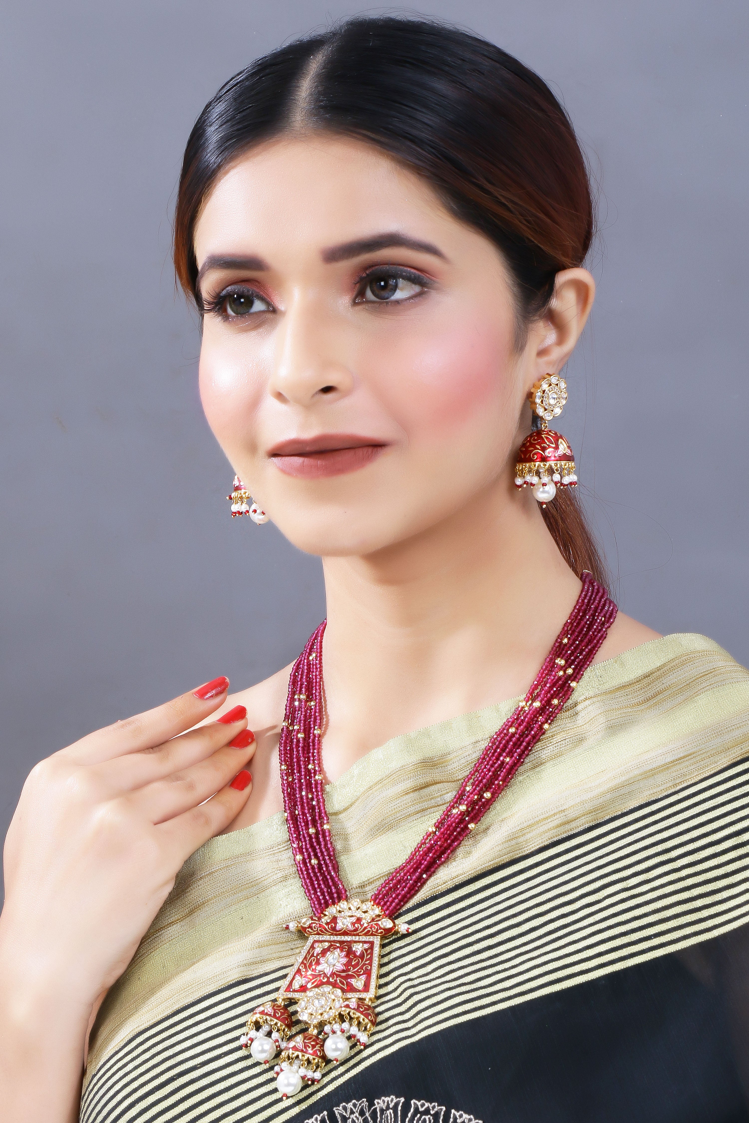 FALAk Maroon Jewellery Set