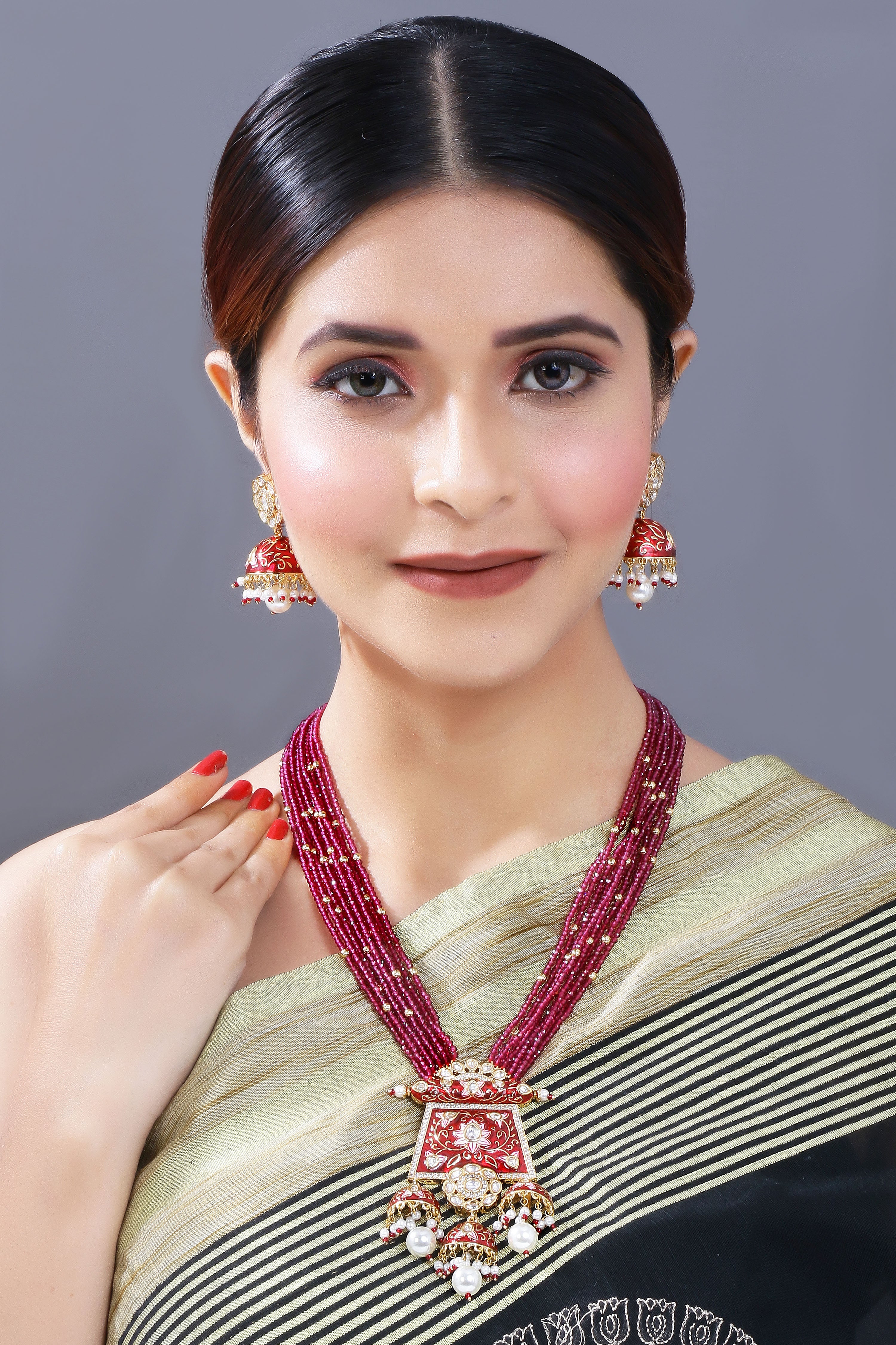 FALAk Maroon Jewellery Set