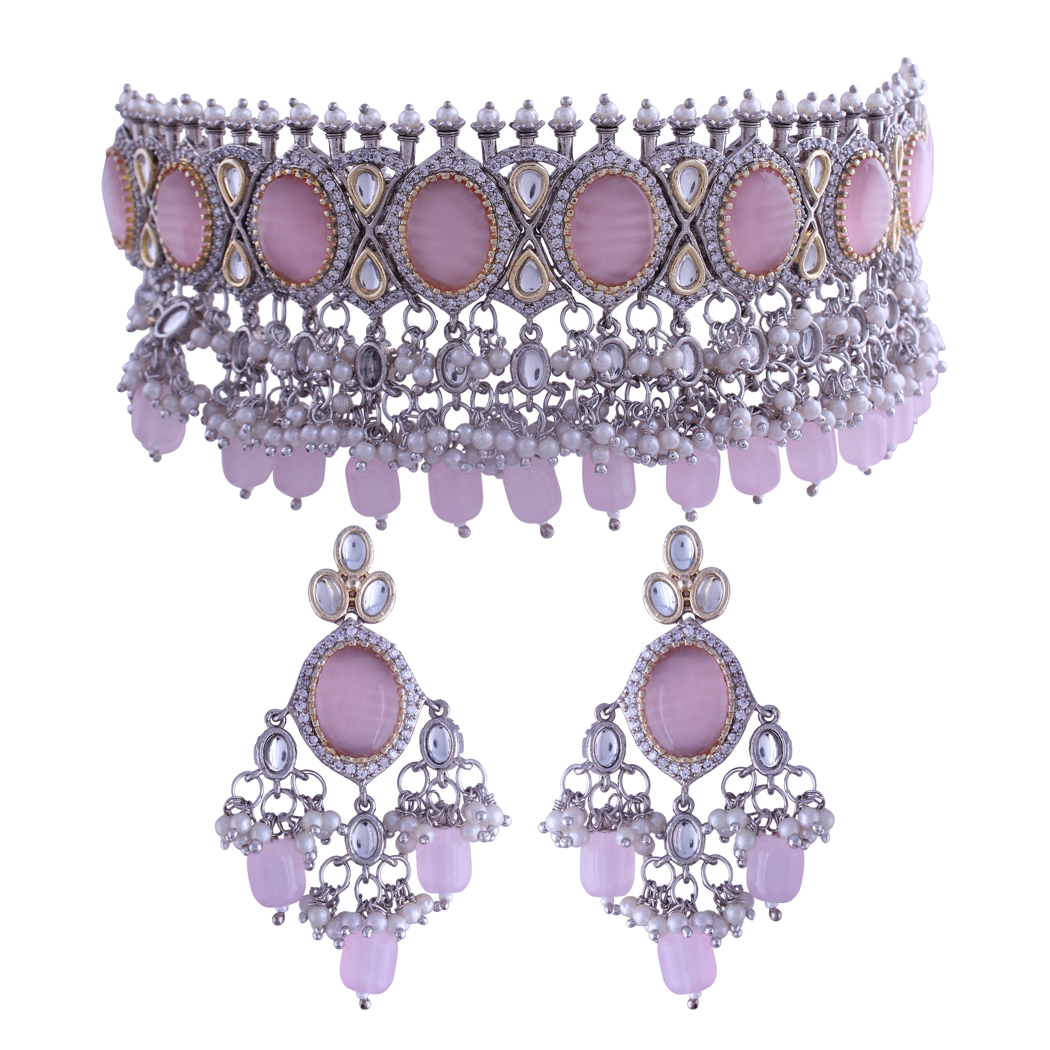 Shyra Pink Polki Kundan Neckpiece