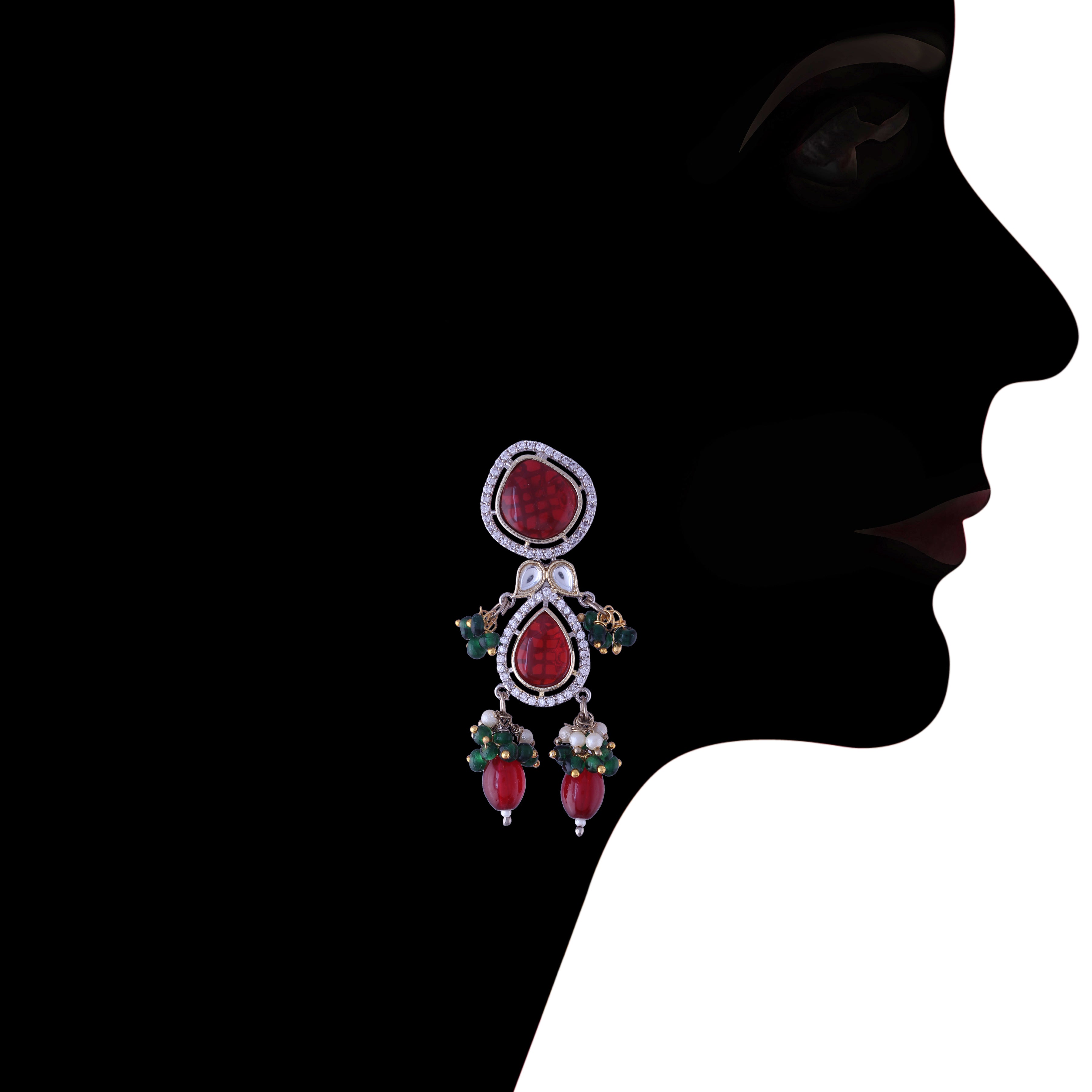 Ishika Red Polki Kundan Neckpiece
