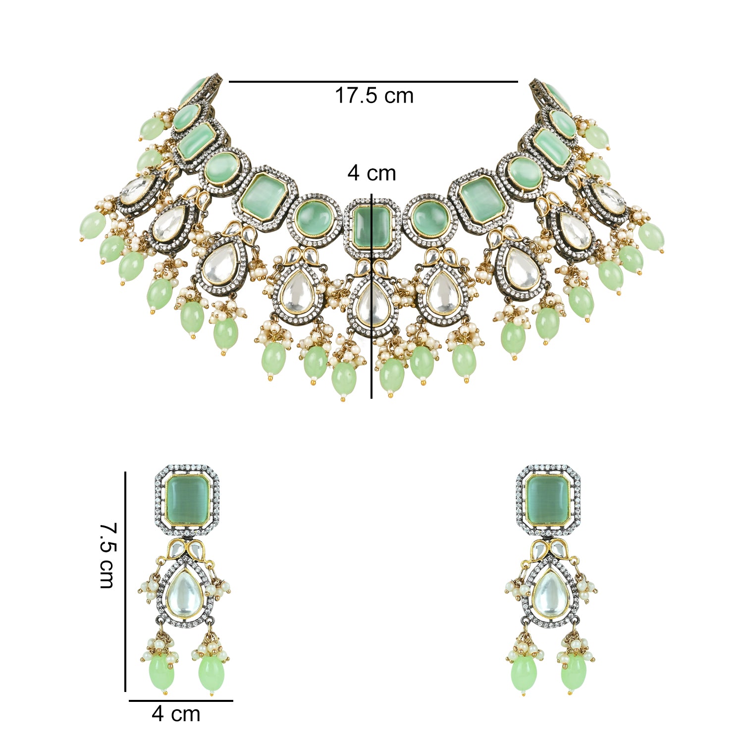 Zareen Mint Polki Kundan NeckPiece