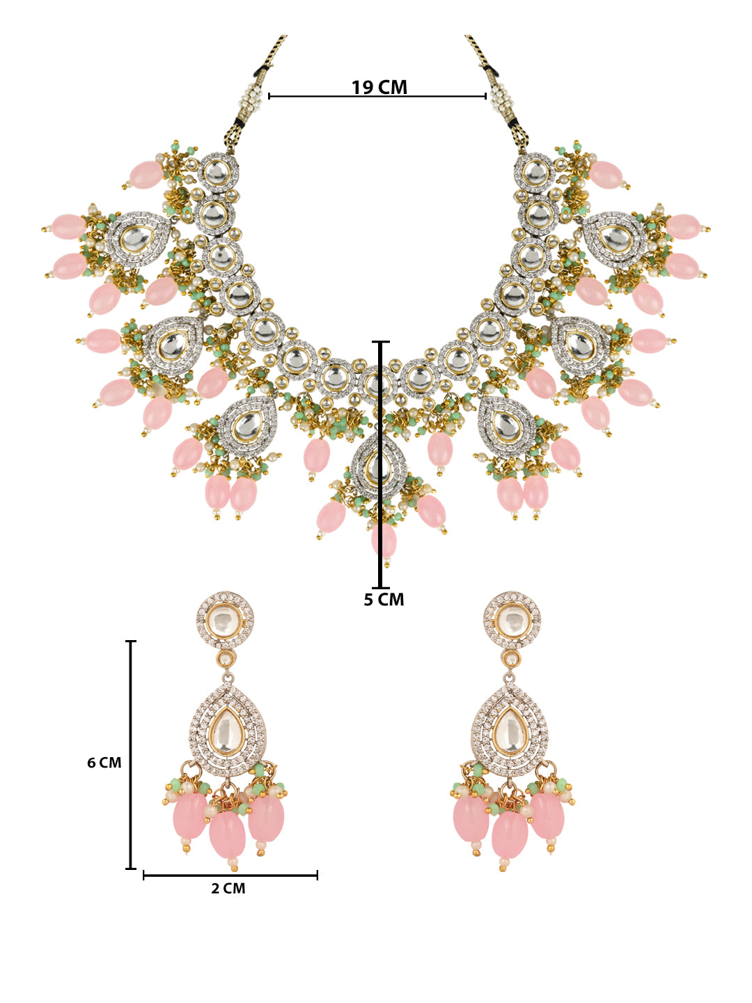 Saanvi Pink Polki Kundan Neckpiece