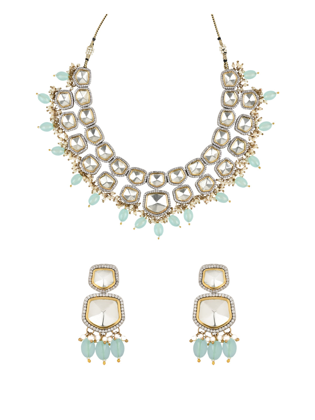 Taapsee Turquoise Polki Kundan Neckpiece