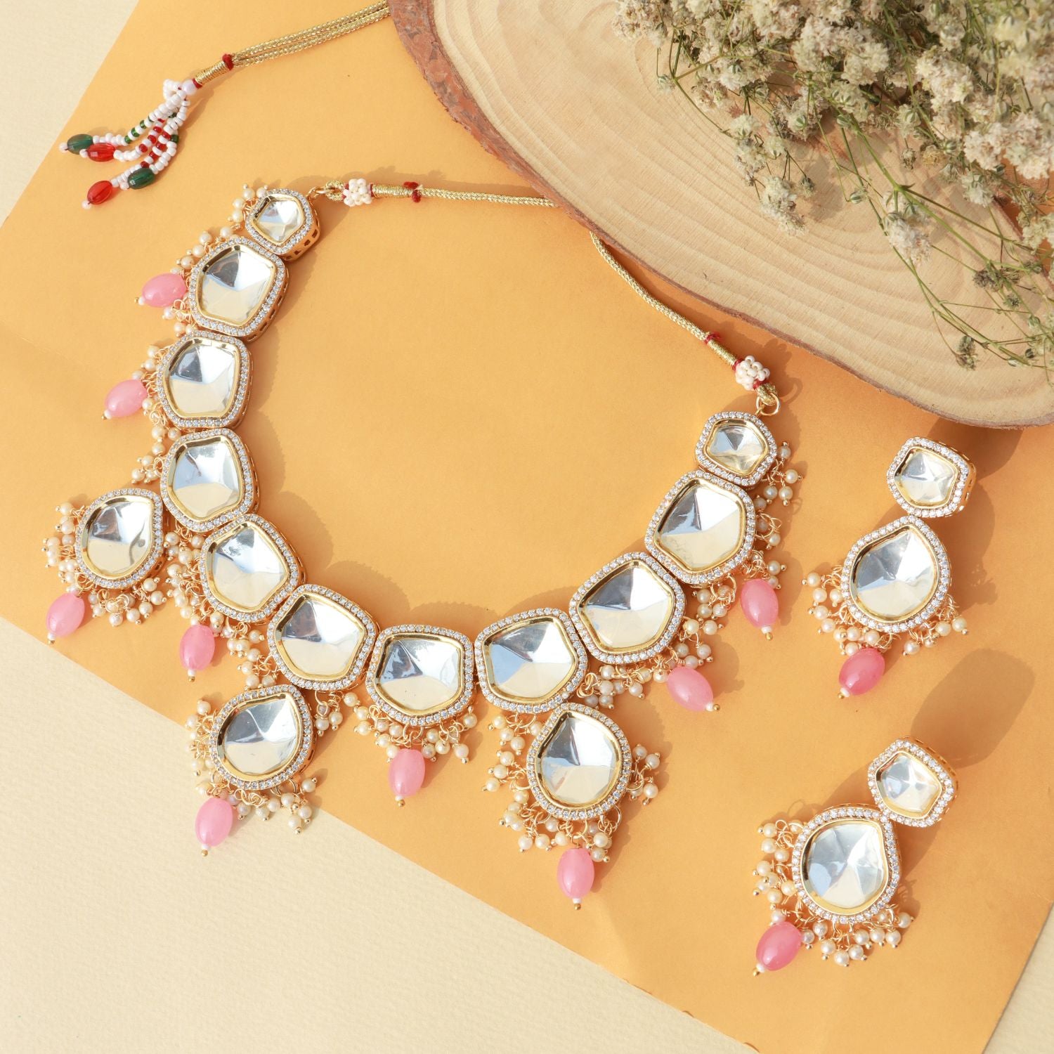 ERUM Pink Polki Necklace Sets