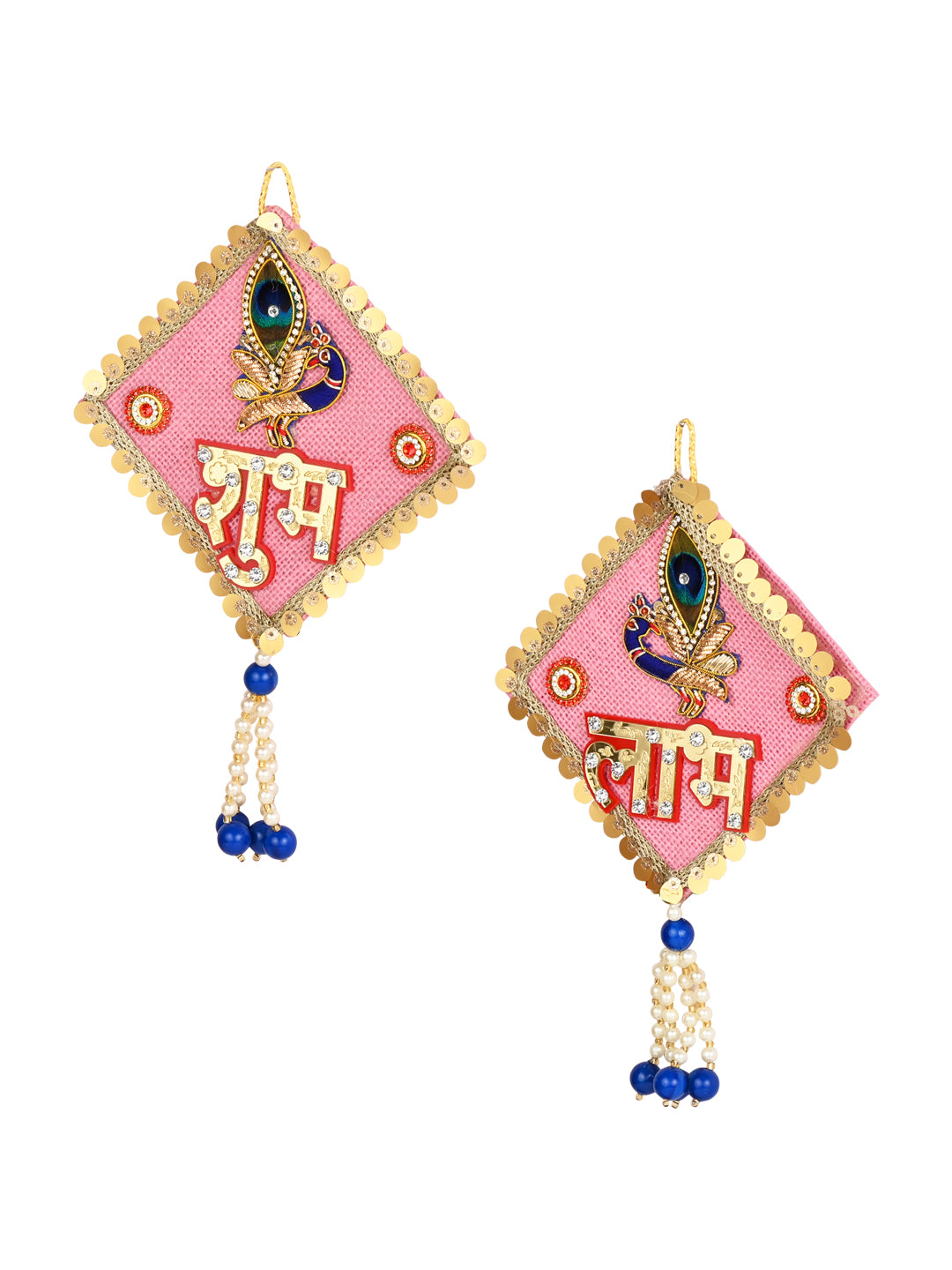 Festive Floral Shubh Labh Wall Hanging - Set Of 2