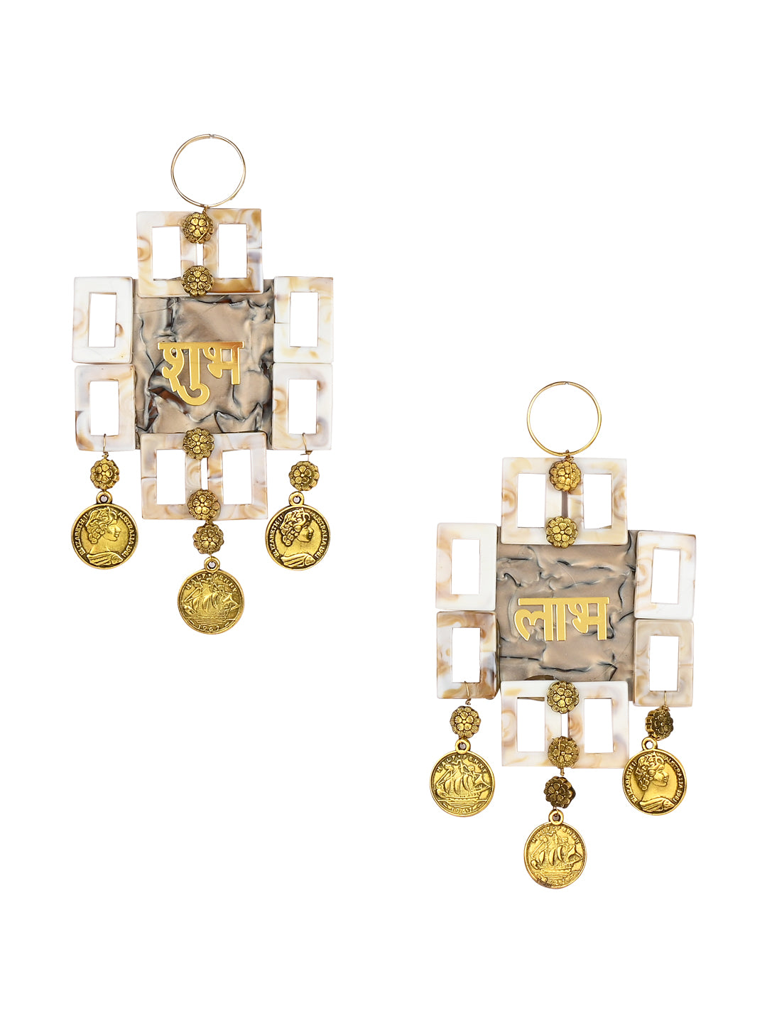 Festive Floral Shubh Labh Wall Hanging - Set Of 2