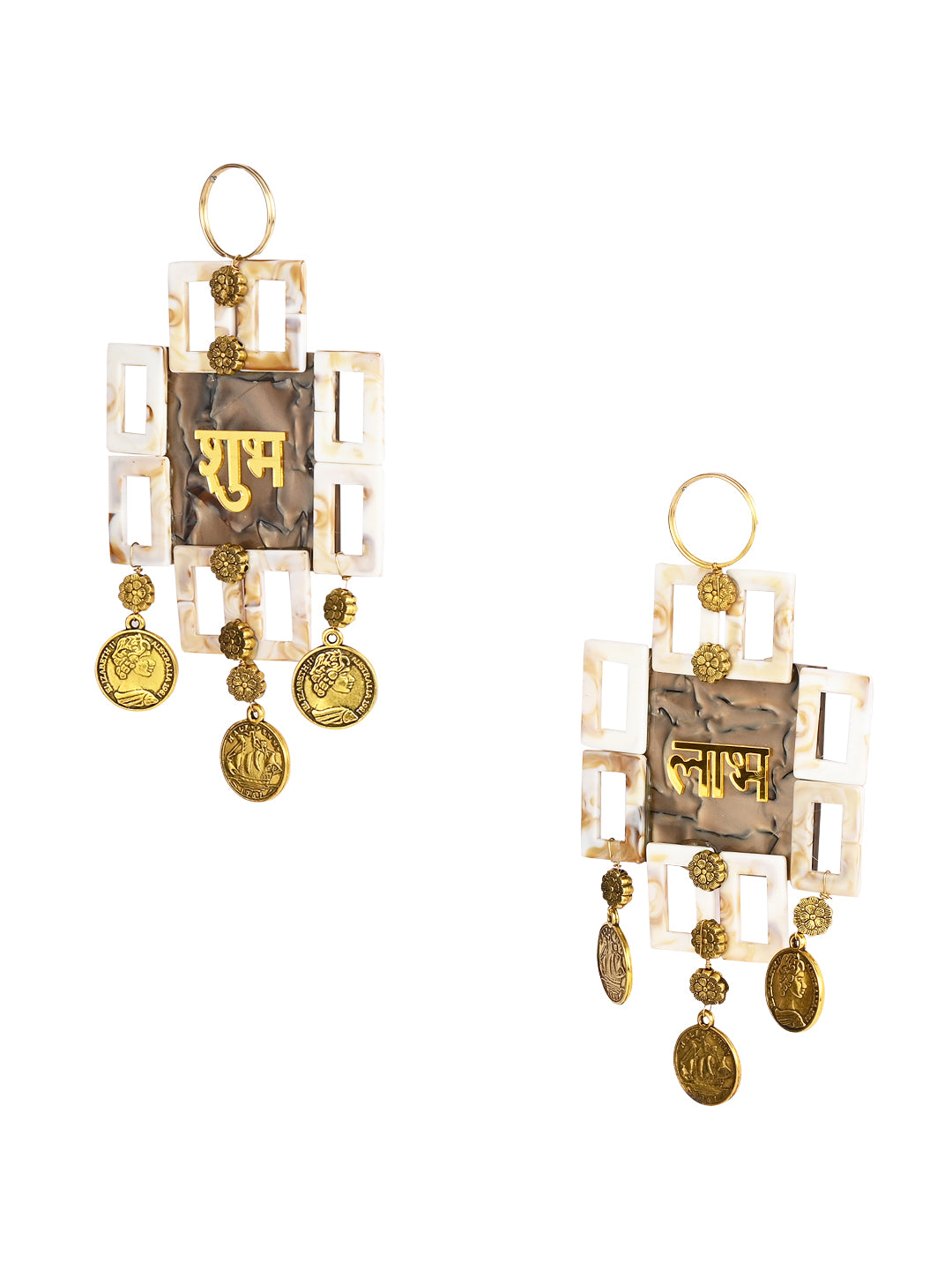 Festive Floral Shubh Labh Wall Hanging - Set Of 2